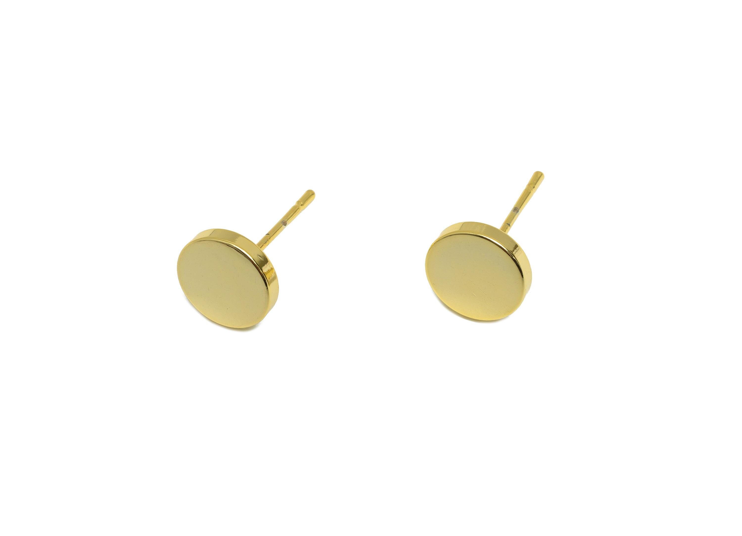 Brass Round Earring - Gold Geometry Earring Post - Brass Modern Earring - Minimalist Jewelry - 18K Real Gold Plated - 7x7x1.57mm - RGP9209 - DOMEDBAZAAR