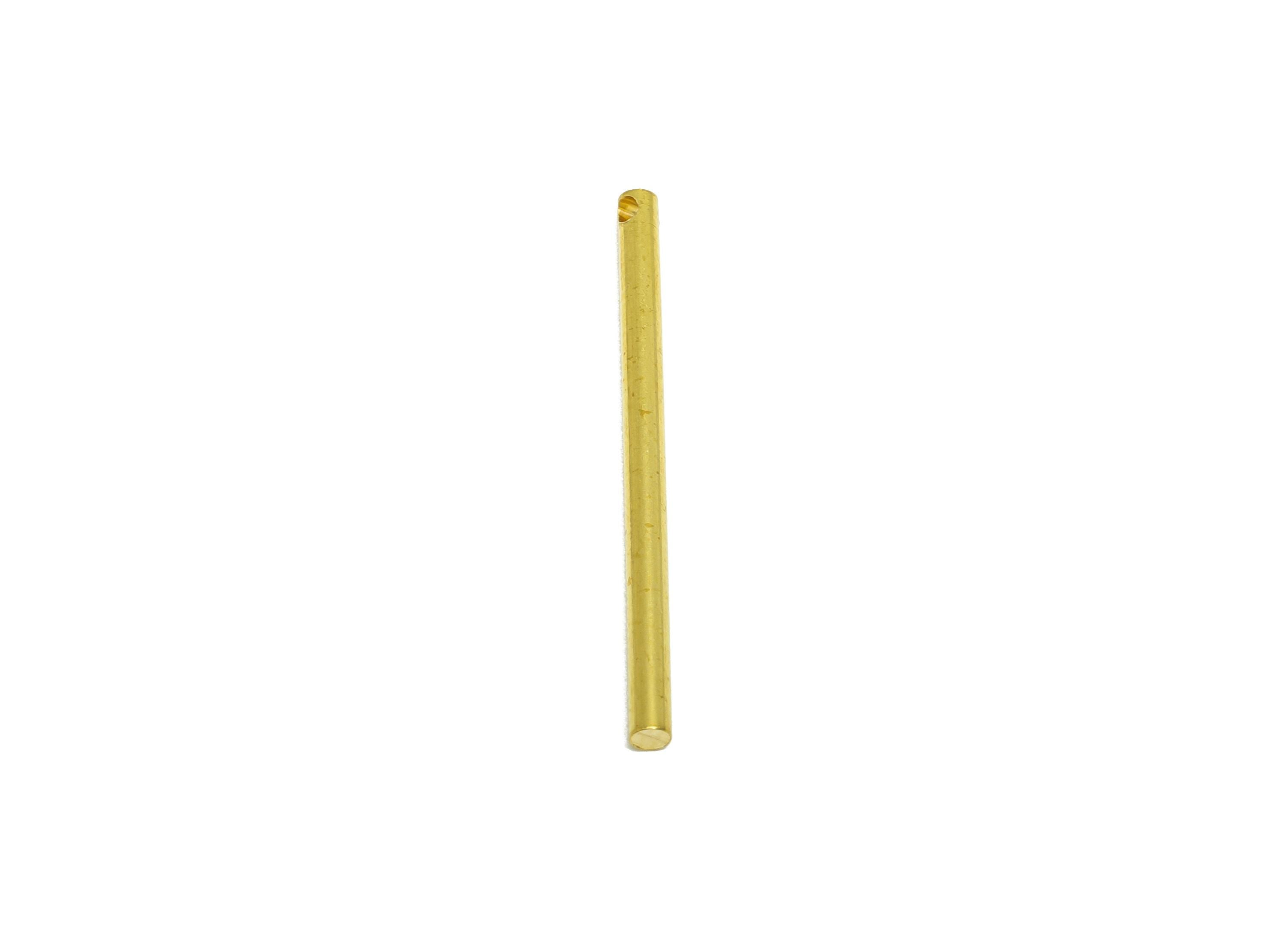 Brass Stick Earring Charm - Raw Brass Bar Earring Charm - Straight Cylinder Charm - Precision Metal Rod - Crafting - 30x2x2mm - PP10890 - DOMEDBAZAAR