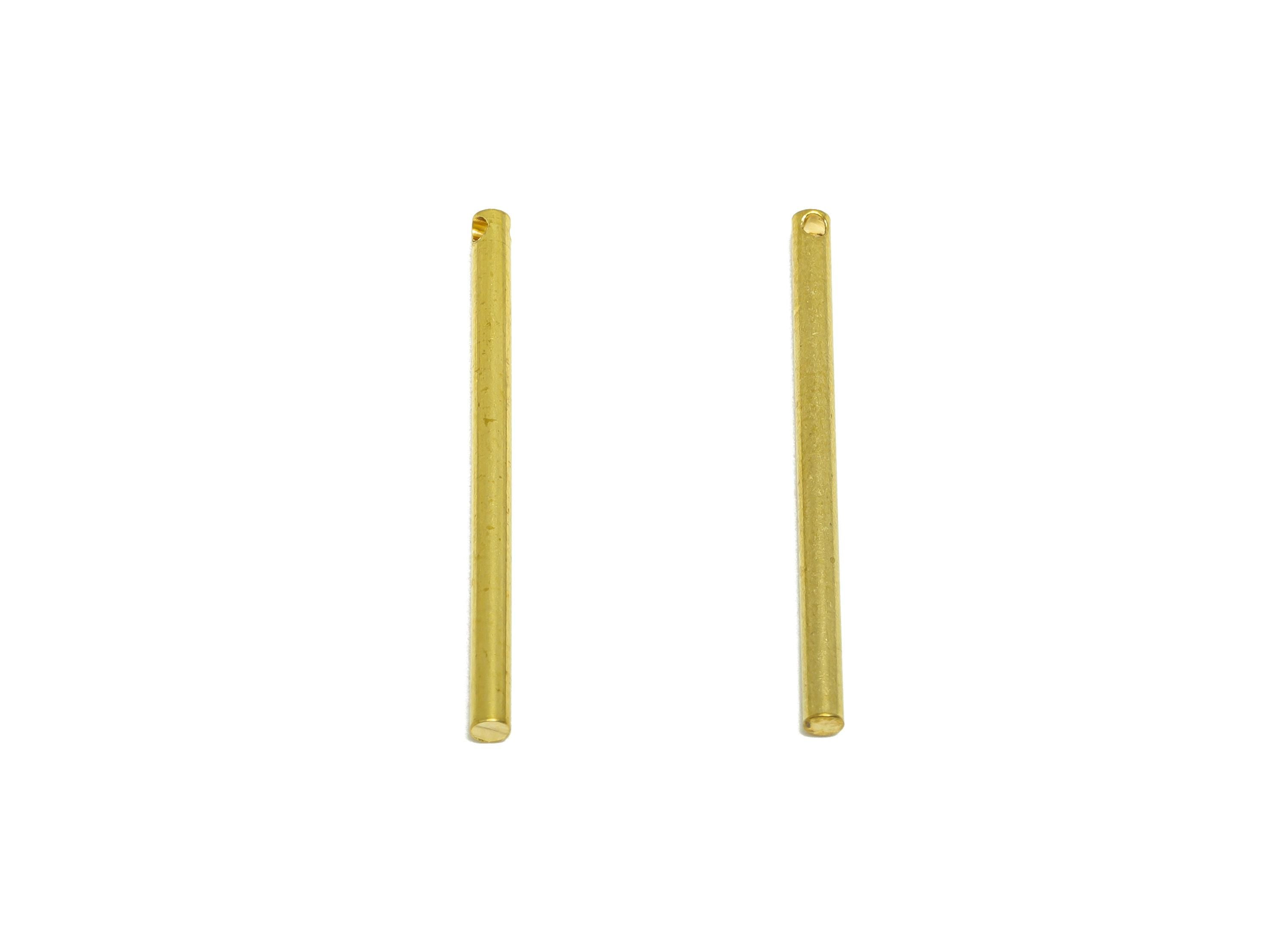 Brass Stick Earring Charm - Raw Brass Bar Earring Charm - Straight Cylinder Charm - Precision Metal Rod - Crafting - 30x2x2mm - PP10890 - DOMEDBAZAAR