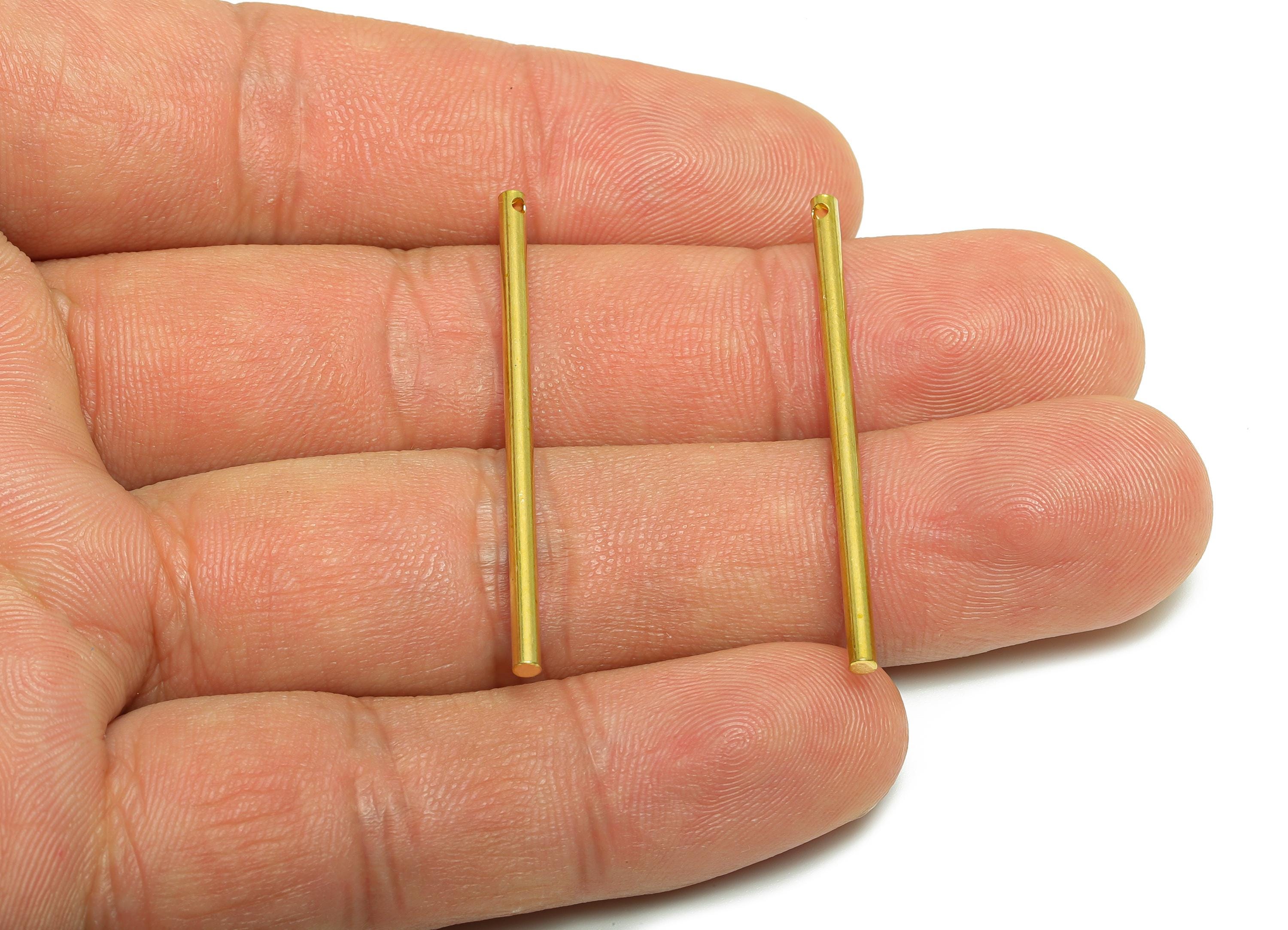2.0*40mm Stick Earring Charm - Brass Minimalist  Solid Cylinder - Bar Necklace Charms - Crafting Charm - Precision Metal Rod - PP10892 - DOMEDBAZAAR