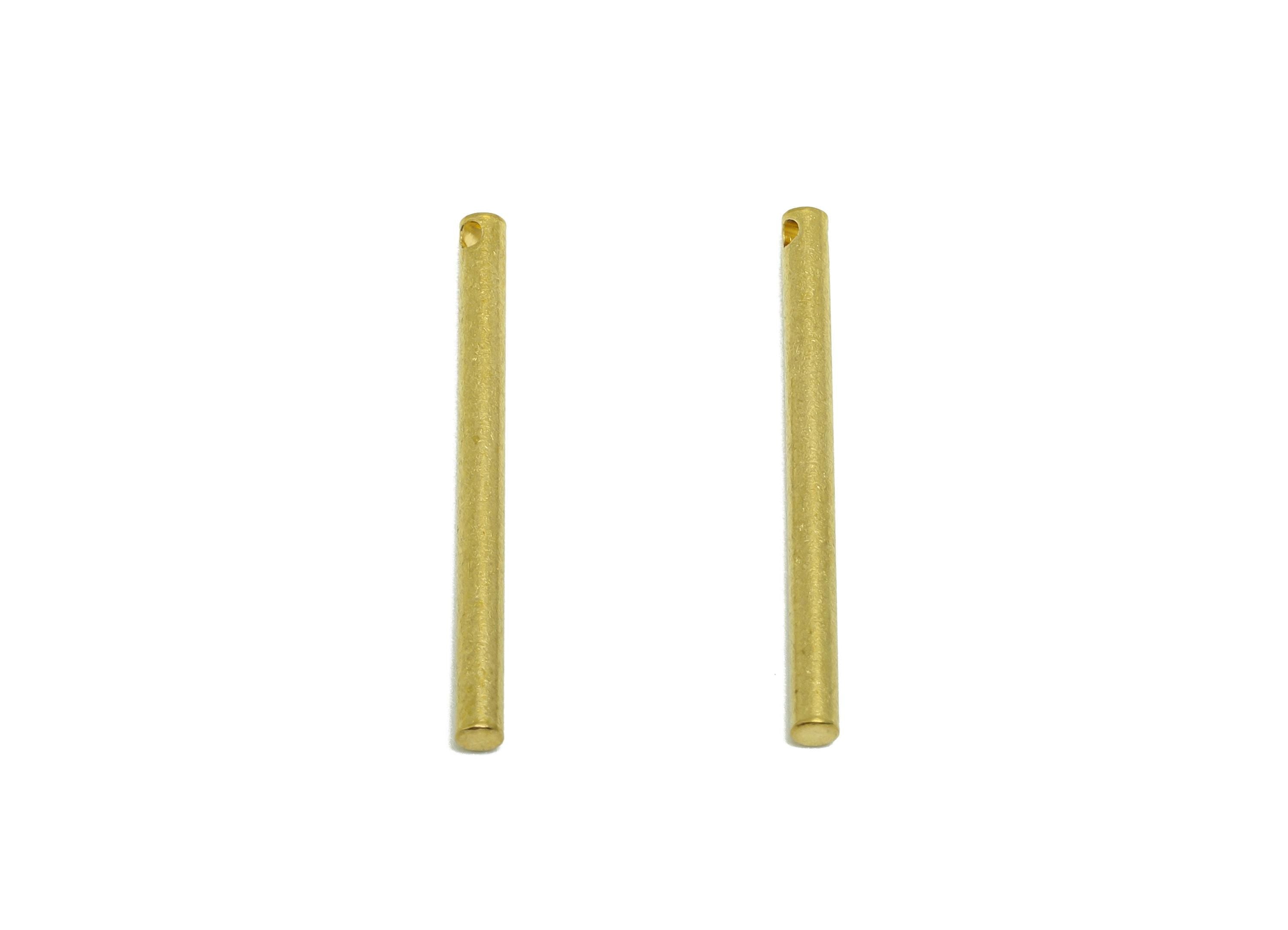 2.0*25mm Stick Earring Charm - Raw Brass Minimalist Bar Pendant - Bar Necklace Charm - Straight Cylinder Stick - Solid Brass Shaft - PP10889 - DOMEDBAZAAR