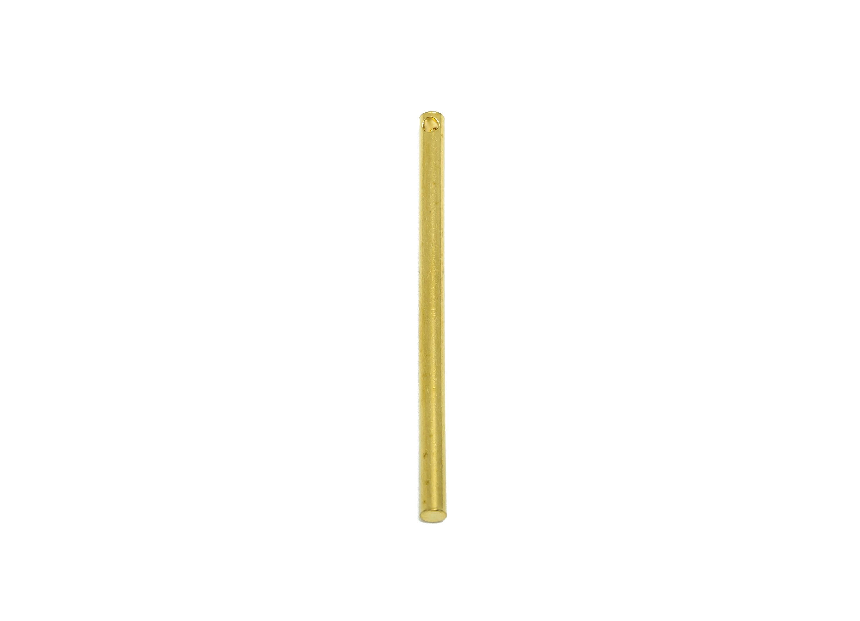 2.0*35mm Stick Earring Charm - Raw Brass Minimalist Bar Pendant - Bar Necklace Charms - Crafting Supplies - Straight Cylinder - PP10891 - DOMEDBAZAAR