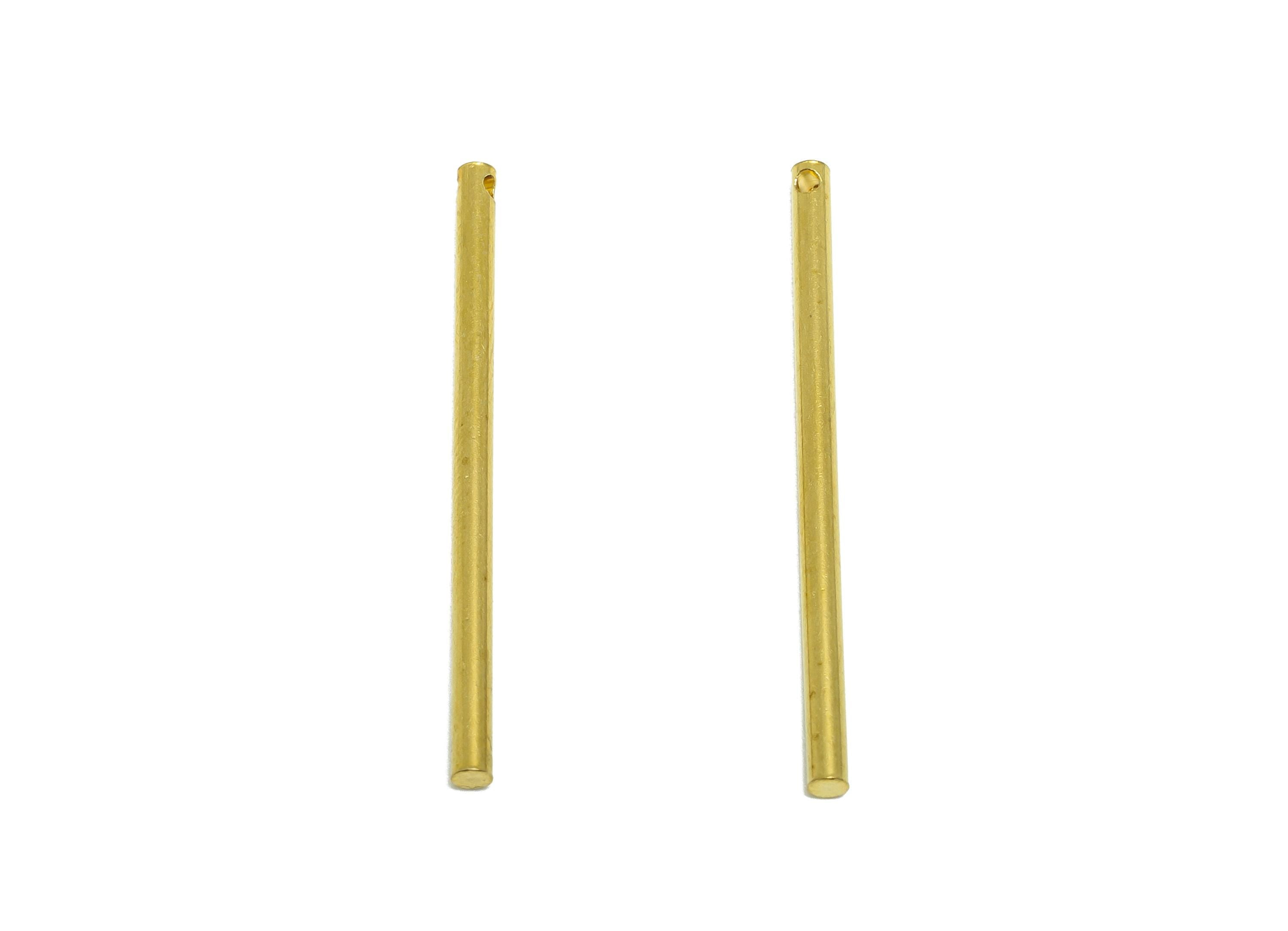 2.0*35mm Stick Earring Charm - Raw Brass Minimalist Bar Pendant - Bar Necklace Charms - Crafting Supplies - Straight Cylinder - PP10891 - DOMEDBAZAAR