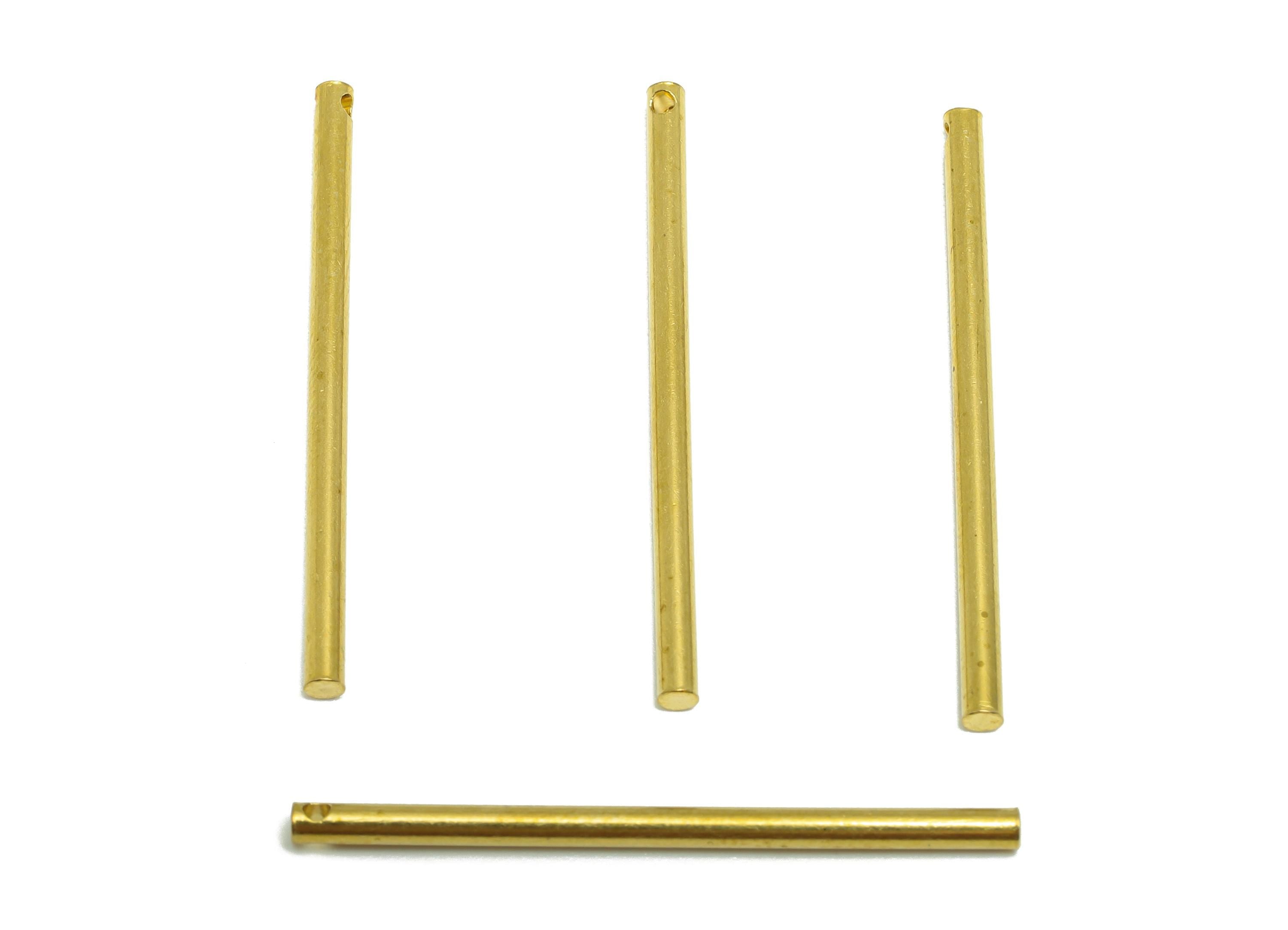2.0*35mm Stick Earring Charm - Raw Brass Minimalist Bar Pendant - Bar Necklace Charms - Crafting Supplies - Straight Cylinder - PP10891 - DOMEDBAZAAR