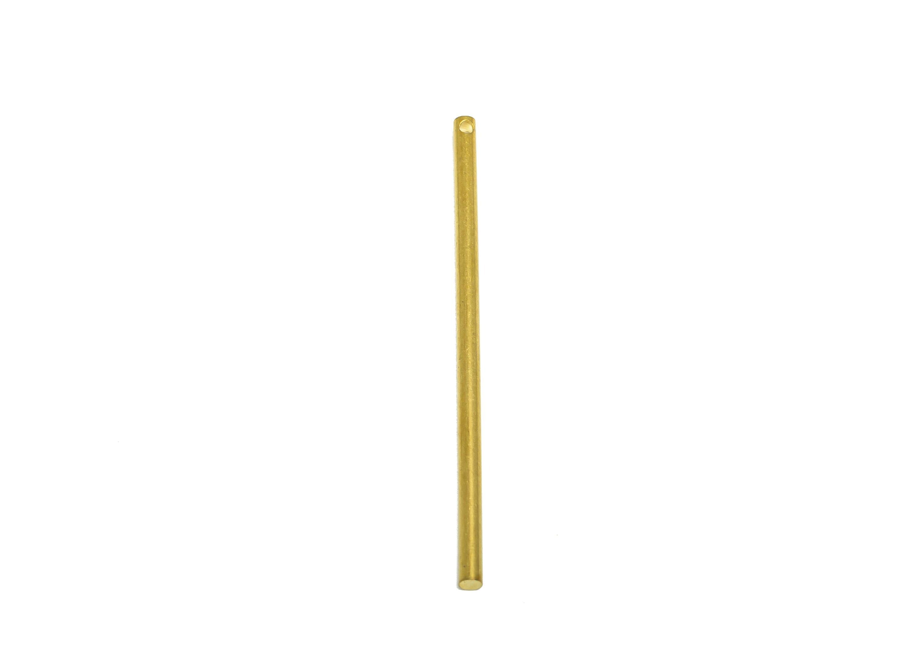 Brass Stick Earring Charm - Brass Bar Earring Charm - Solid Brass Shaft - Smooth Cylindrical Solid Rod with End Hole - 45x2x2mm - PP10893 - DOMEDBAZAAR