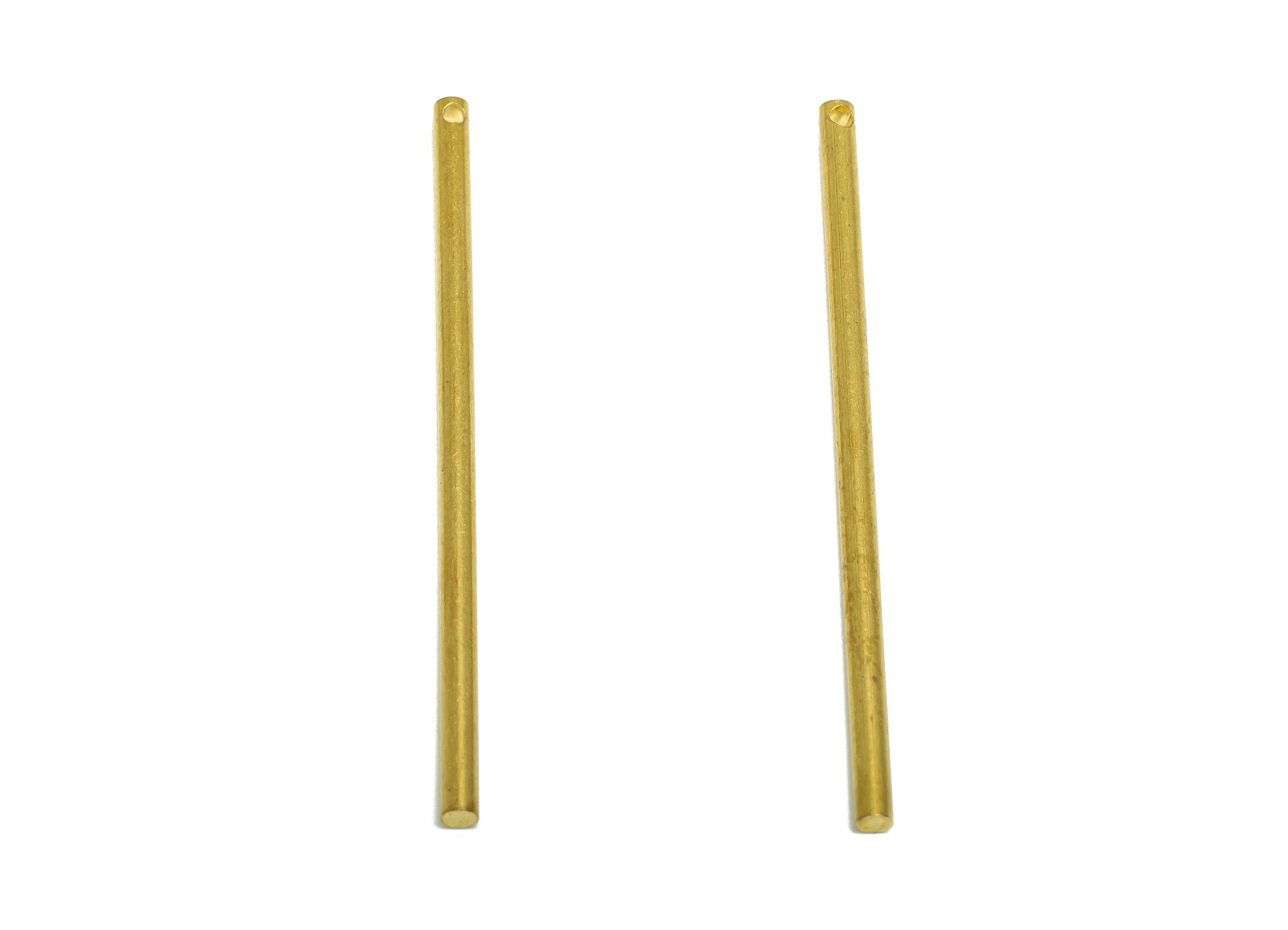 Brass Stick Earring Charm - Brass Bar Earring Charm - Solid Brass Shaft - Smooth Cylindrical Solid Rod with End Hole - 45x2x2mm - PP10893 - DOMEDBAZAAR