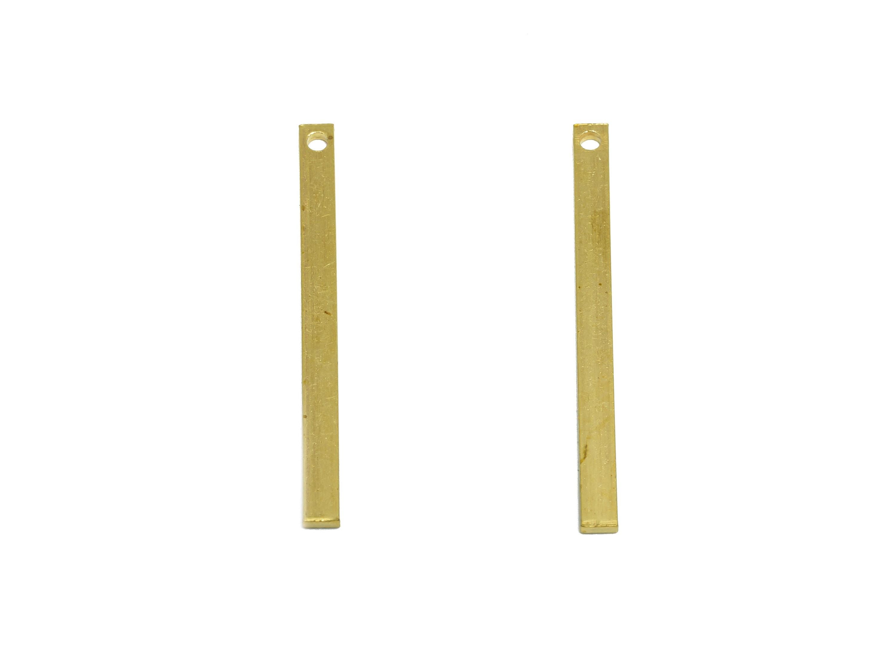 Brass Stick Earring Charm - Brass Solid Brass Flat Bar - Rectangular Brass Pin - Craft Metal Bar - Flat Brass Metal Piece - 32x2x1mm-PP10864 - DOMEDBAZAAR