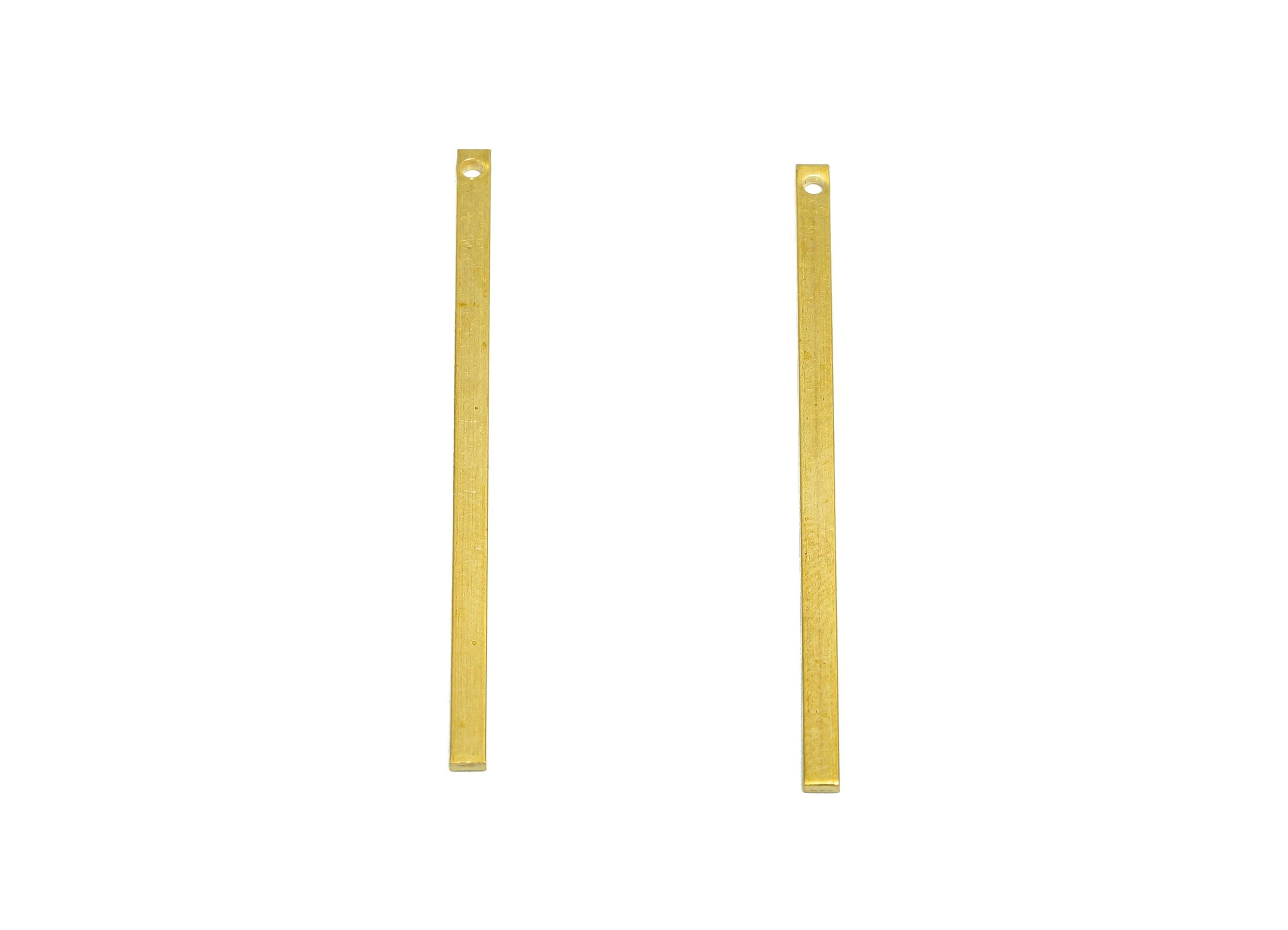 2*1*40mm Rectangle Earring Charm - Raw Brass Rectangular Pendant - Crafting Supplies - Solid Brass Flat Bar - Jewelry Making Bar -  PP10860 - DOMEDBAZAAR