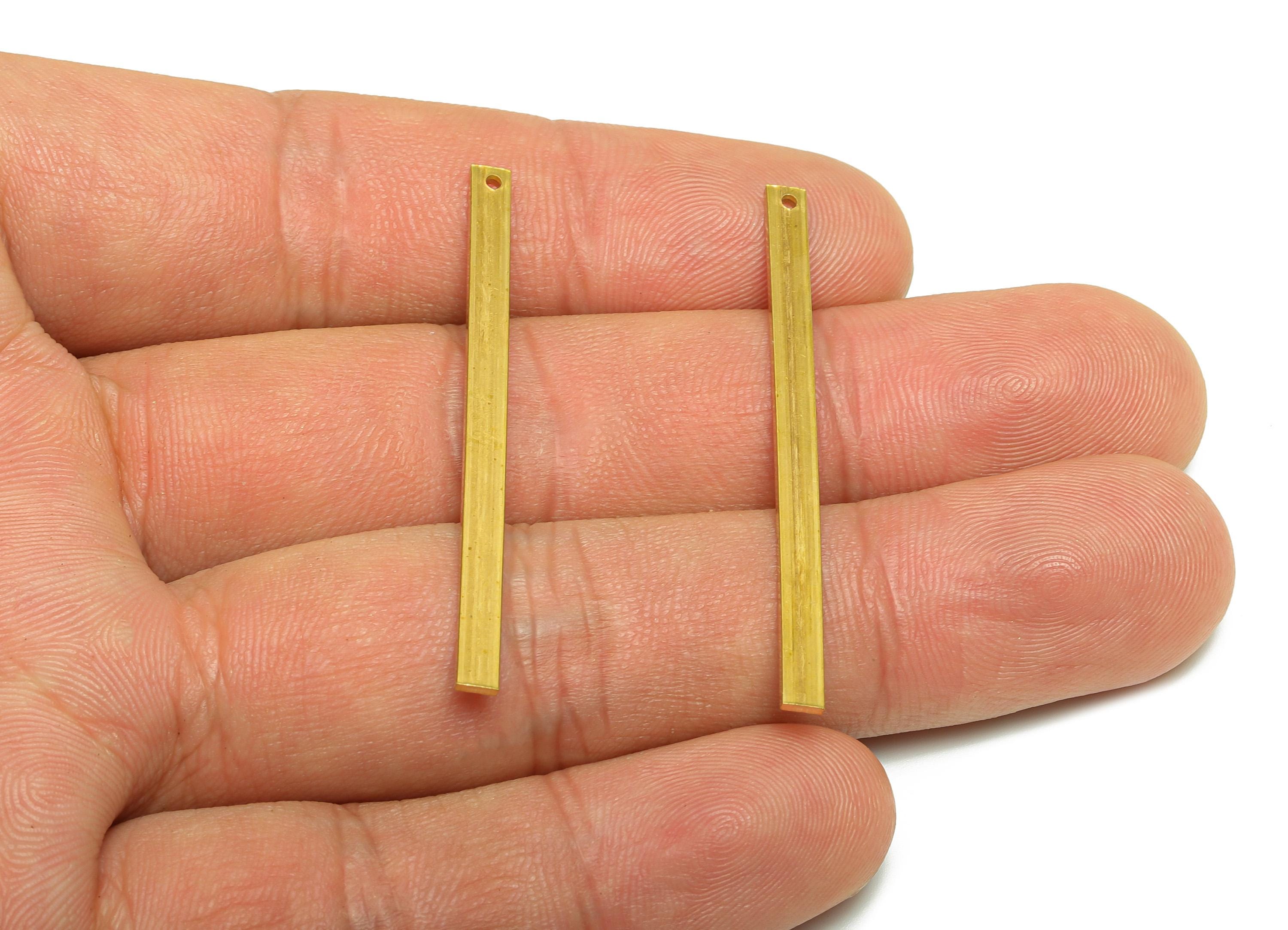 3*1*45mm Rectangle Earring Charm - Raw Brass Minimalist Bar Pendant - Crafting Metal Solid Brass Flat Bar - Jewelry Making Flat Bar -PP10865 - DOMEDBAZAAR