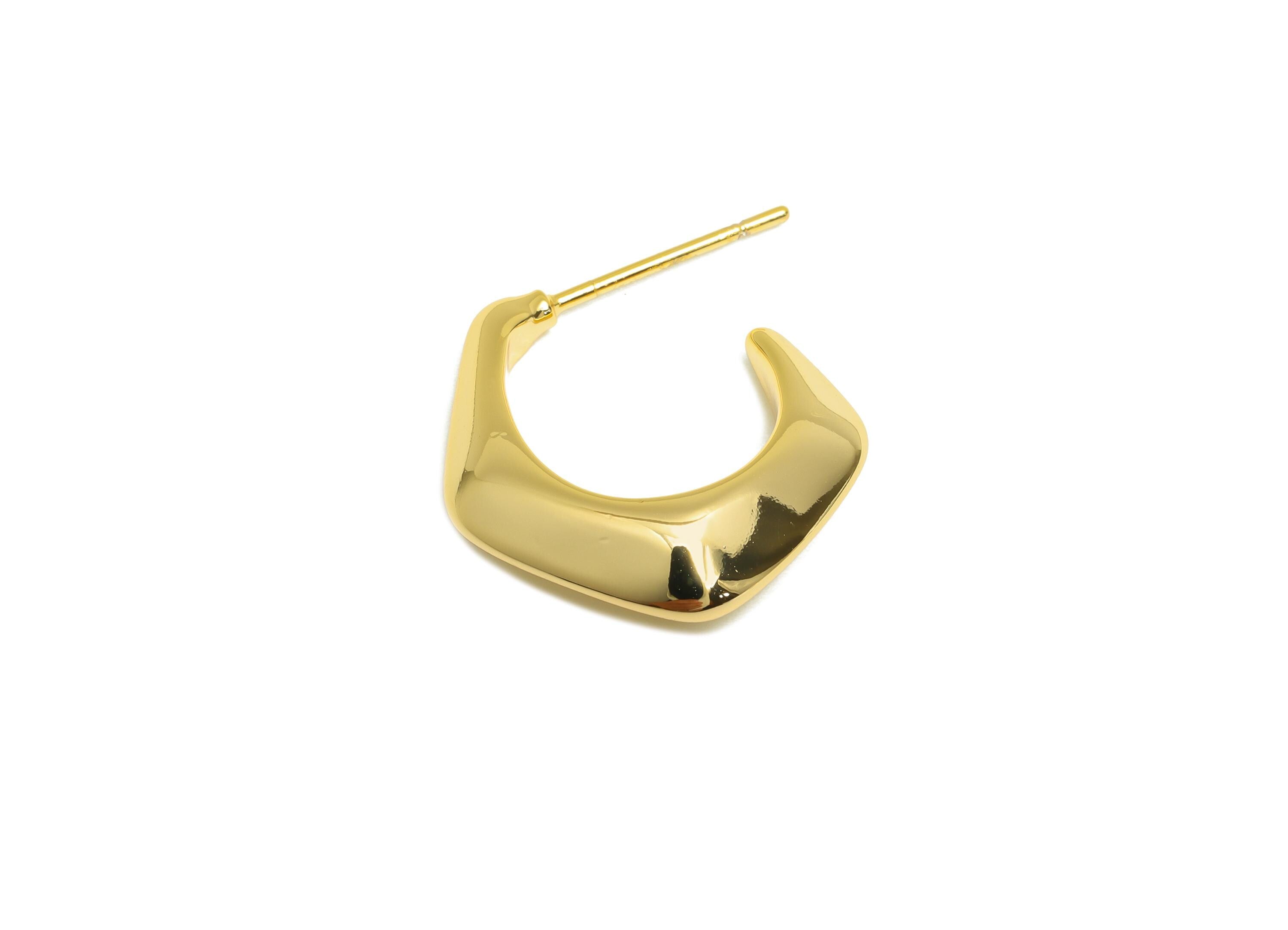 Trending Hoop Earring - Gold Handcrafted Hoop Earrings - Brass Timeless Gold Hoop Earring - 18K Real Gold Plated - 18x15x5.36mm - RGP9216 - DOMEDBAZAAR