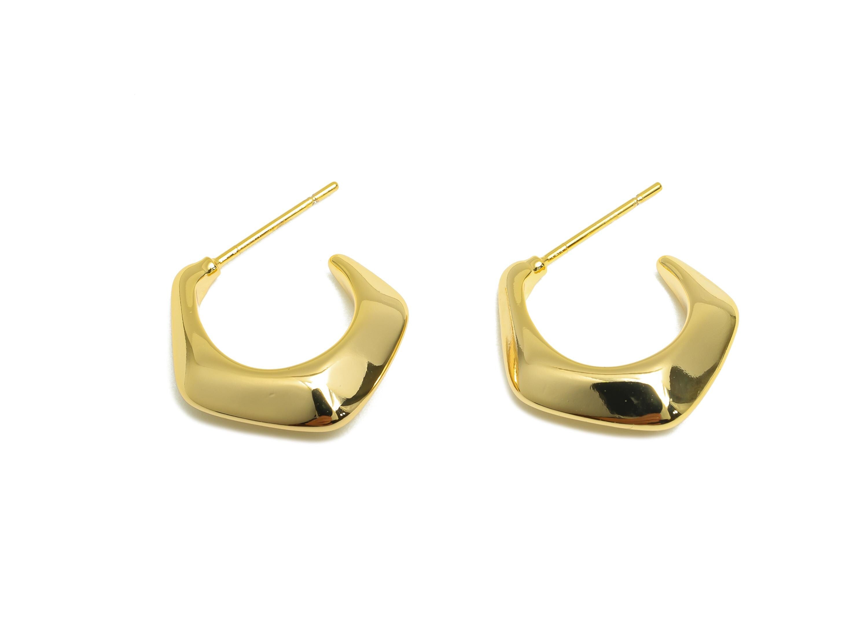 Trending Hoop Earring - Gold Handcrafted Hoop Earrings - Brass Timeless Gold Hoop Earring - 18K Real Gold Plated - 18x15x5.36mm - RGP9216 - DOMEDBAZAAR