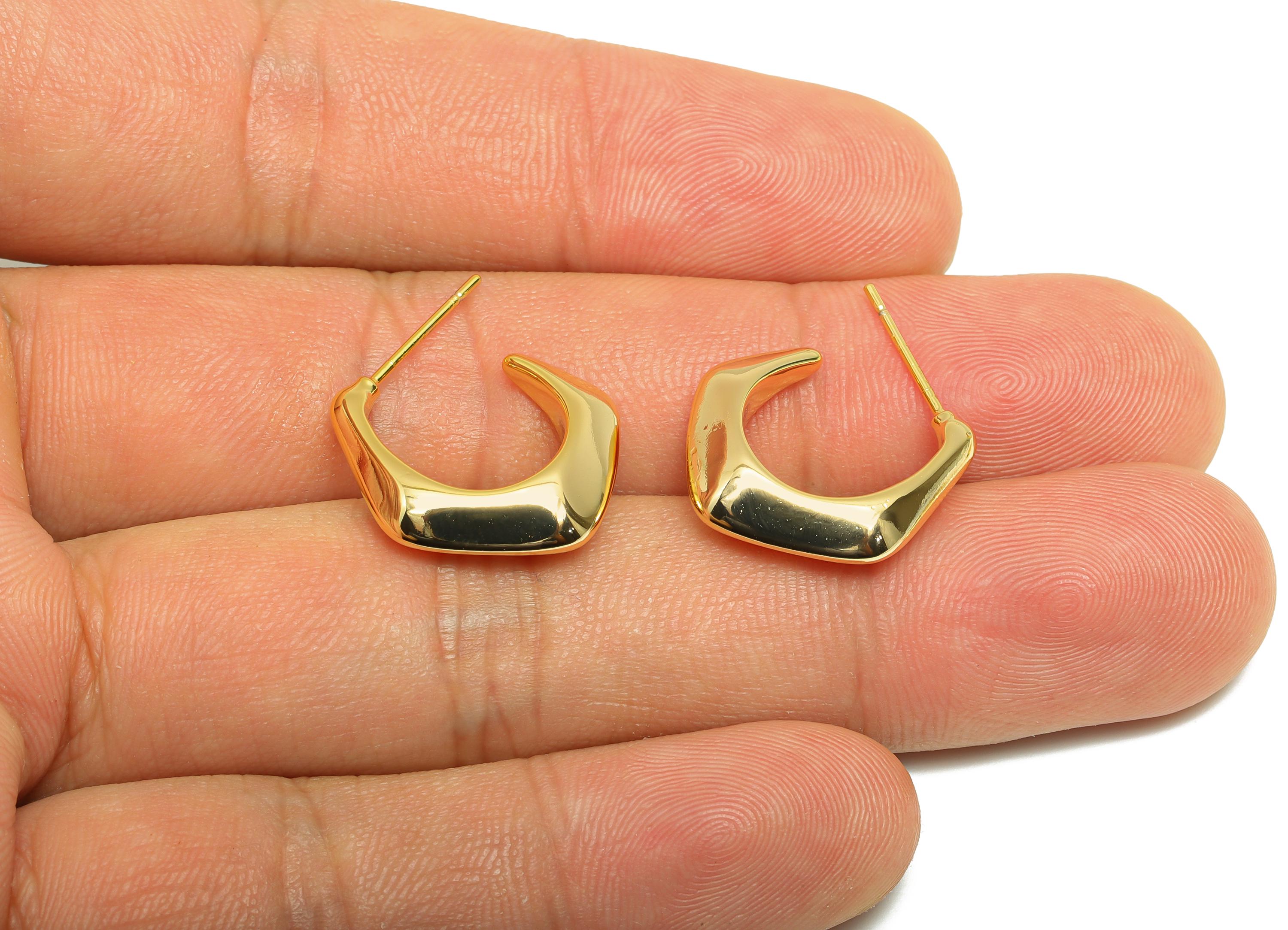 Trending Hoop Earring - Gold Handcrafted Hoop Earrings - Brass Timeless Gold Hoop Earring - 18K Real Gold Plated - 18x15x5.36mm - RGP9216 - DOMEDBAZAAR