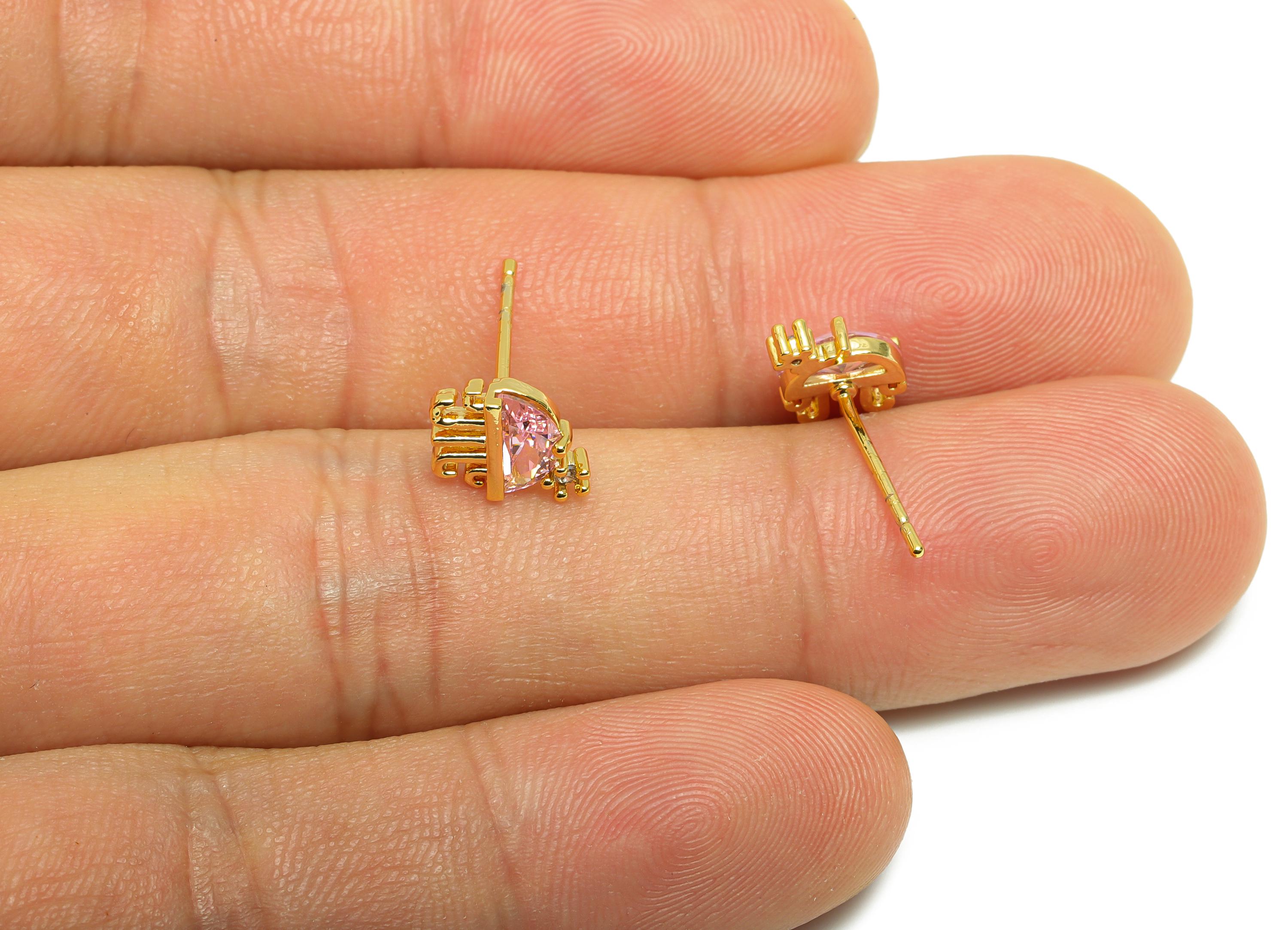 Jellyfish Earring Stud - Gold Dazzling Earring Post - Brass Shimmering Earring Stud - 18K Real Gold Plated - 8.33x7.14x2.57mm - RGP9214 - DOMEDBAZAAR