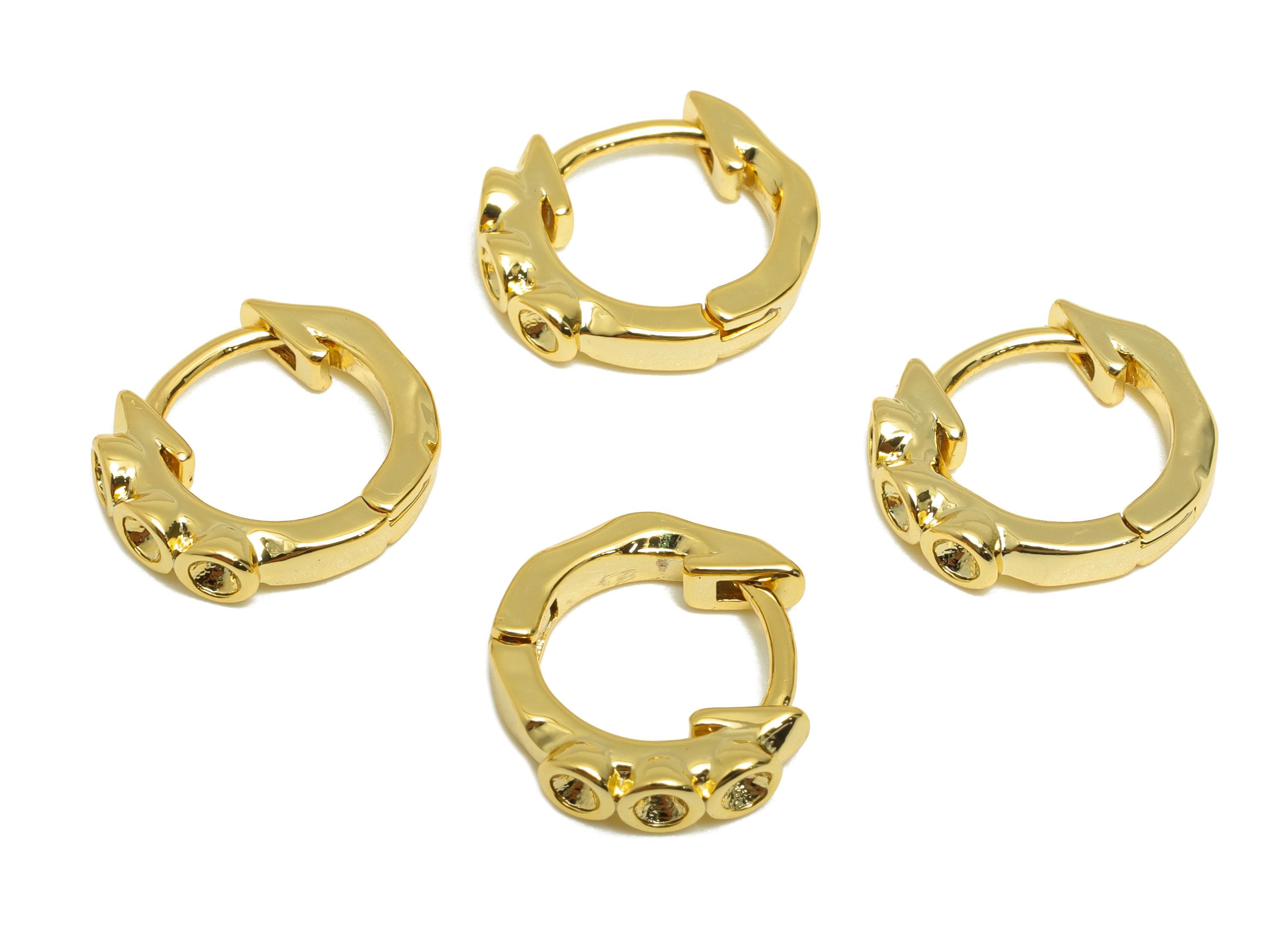 Textured Gold Hoop Earring - Brass Mini Gold Huggie Earring - Brass Everyday Jewelry - 18K Real Gold Plating - 11.98x11.98x1.6mm - RGP9223 - DOMEDBAZAAR