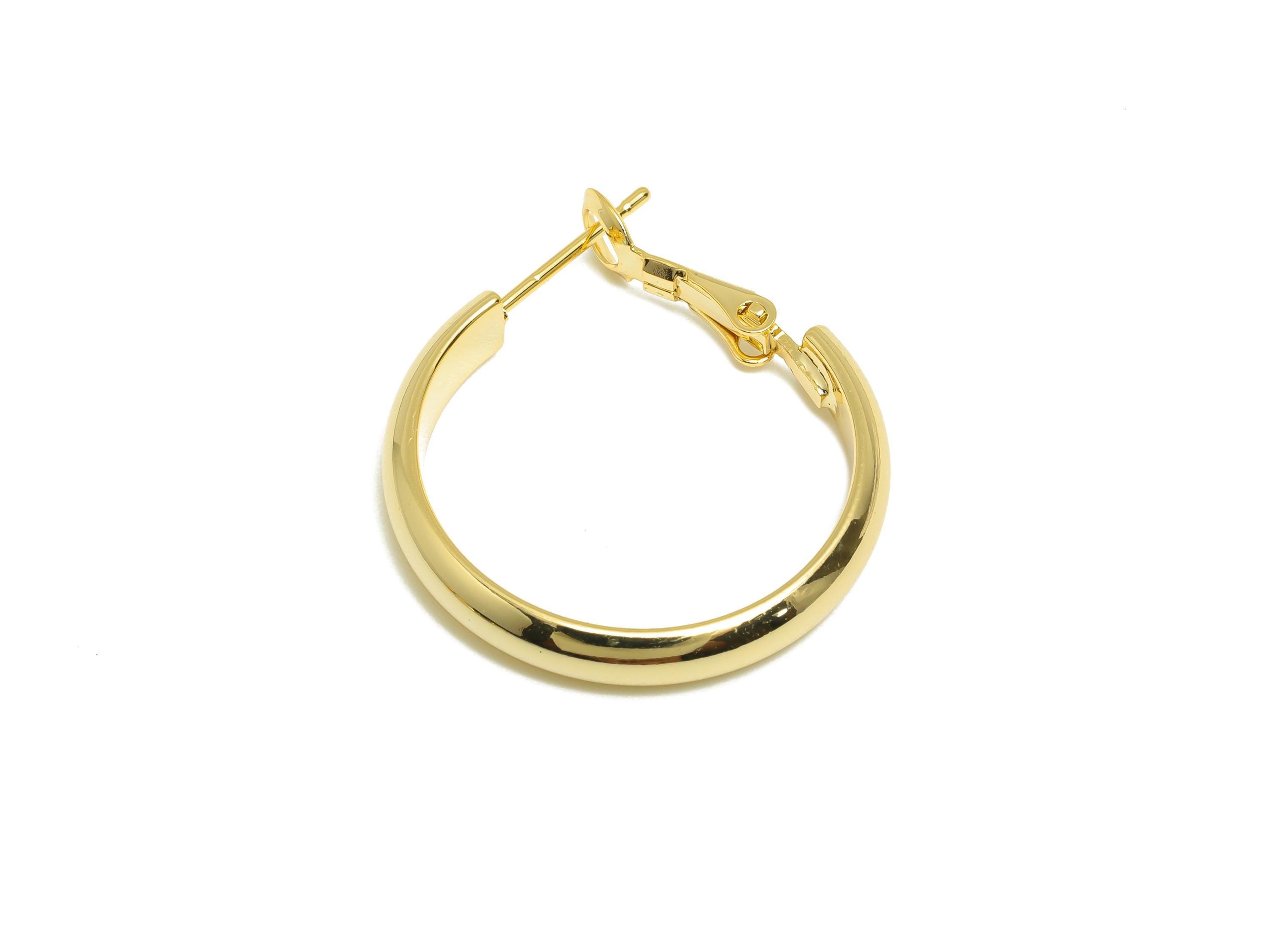 Brass Hoop Earring - Brass Minimalist Gold Hoop Clasp -  Brass Hoop Clasp - Punk Rock Jewelry - 18K Real Gold Plated - 31x25x2mm - RGP9244 - DOMEDBAZAAR
