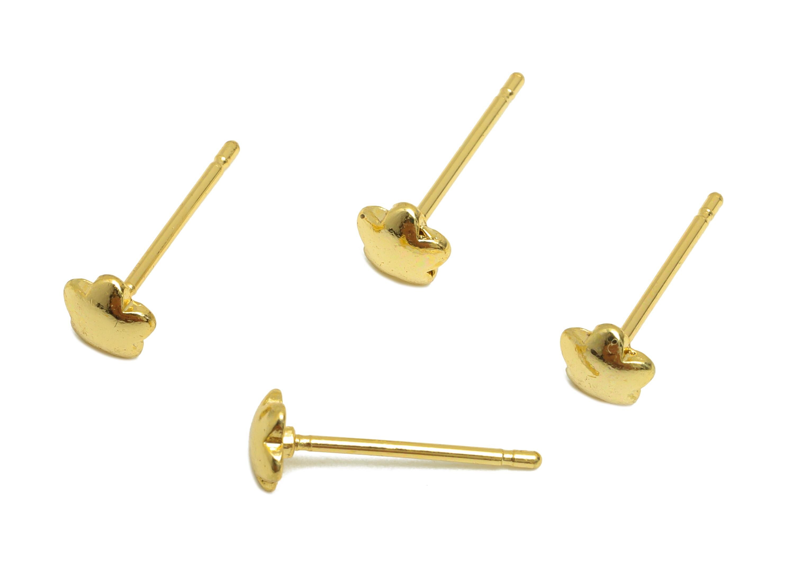 Brass Flower Earring - Gold Mini Cute Earring Post - Everyday Minimalist Gold Jewelry - 18K Real Gold Plating - 4.78x4.78x1.35mm - RGP9251 - DOMEDBAZAAR