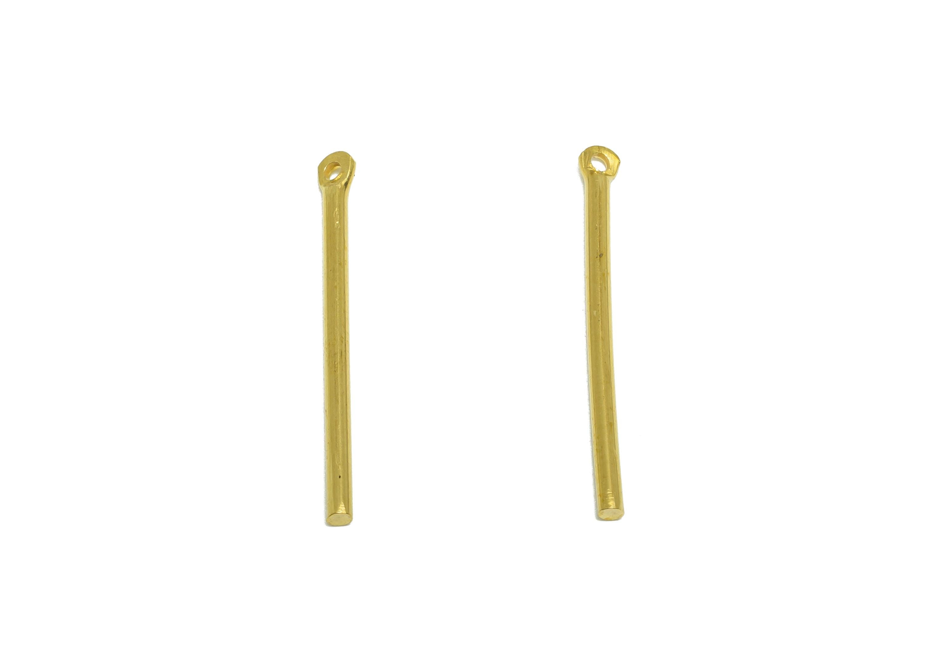 1.5*25mm Stick Earring Charm - Raw Brass Metal Rod with Loop End - Solid Brass Eye Pin - Eye Pin for Jewelry and Crafting - PP10913 - DOMEDBAZAAR