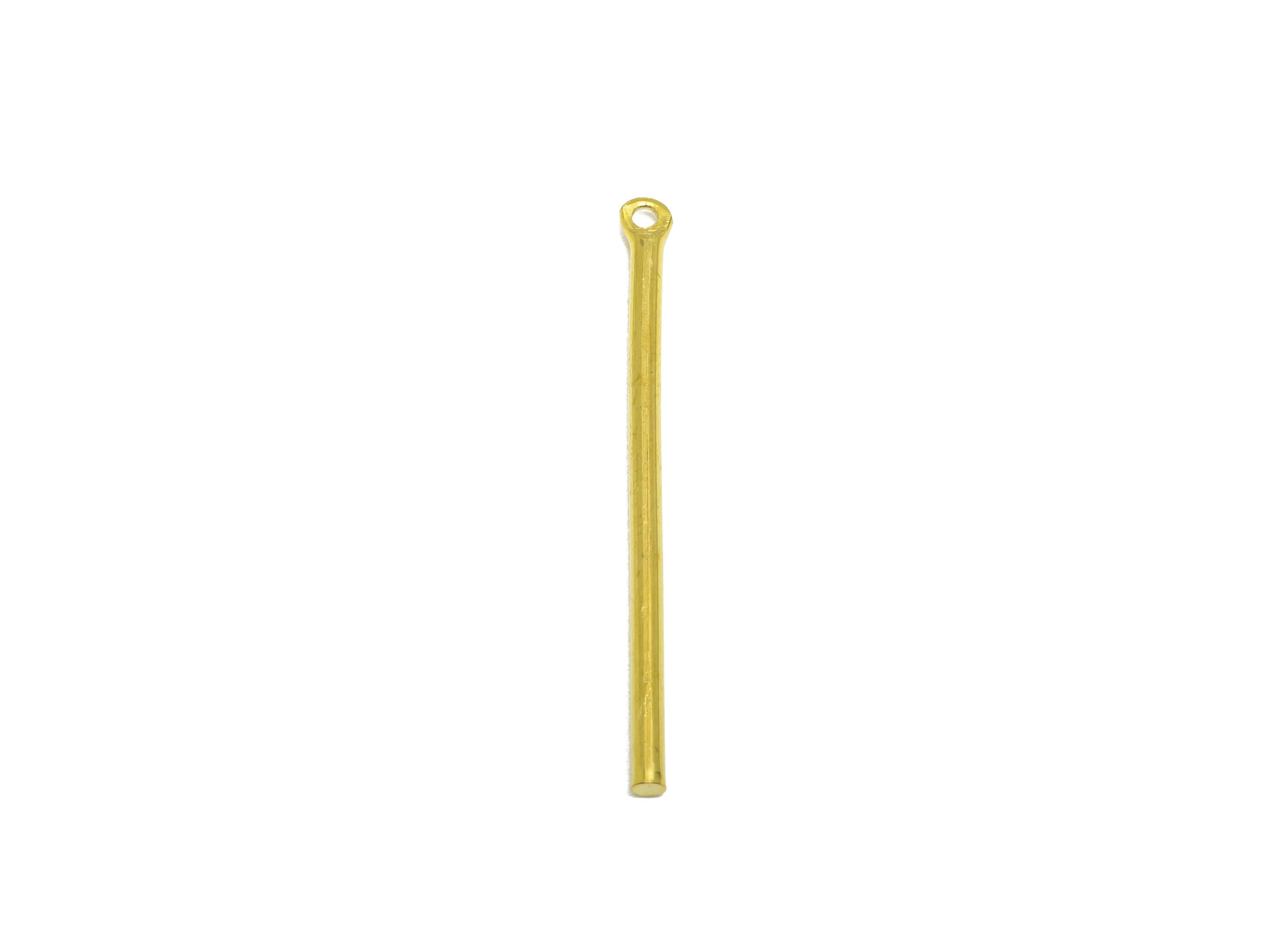 1.5*30mm Stick Earring Charm - Raw Brass Metal Rod with Loop End - Solid Brass Eye Pin - Eye Pin for Jewelry and Crafting - PP10914 - DOMEDBAZAAR