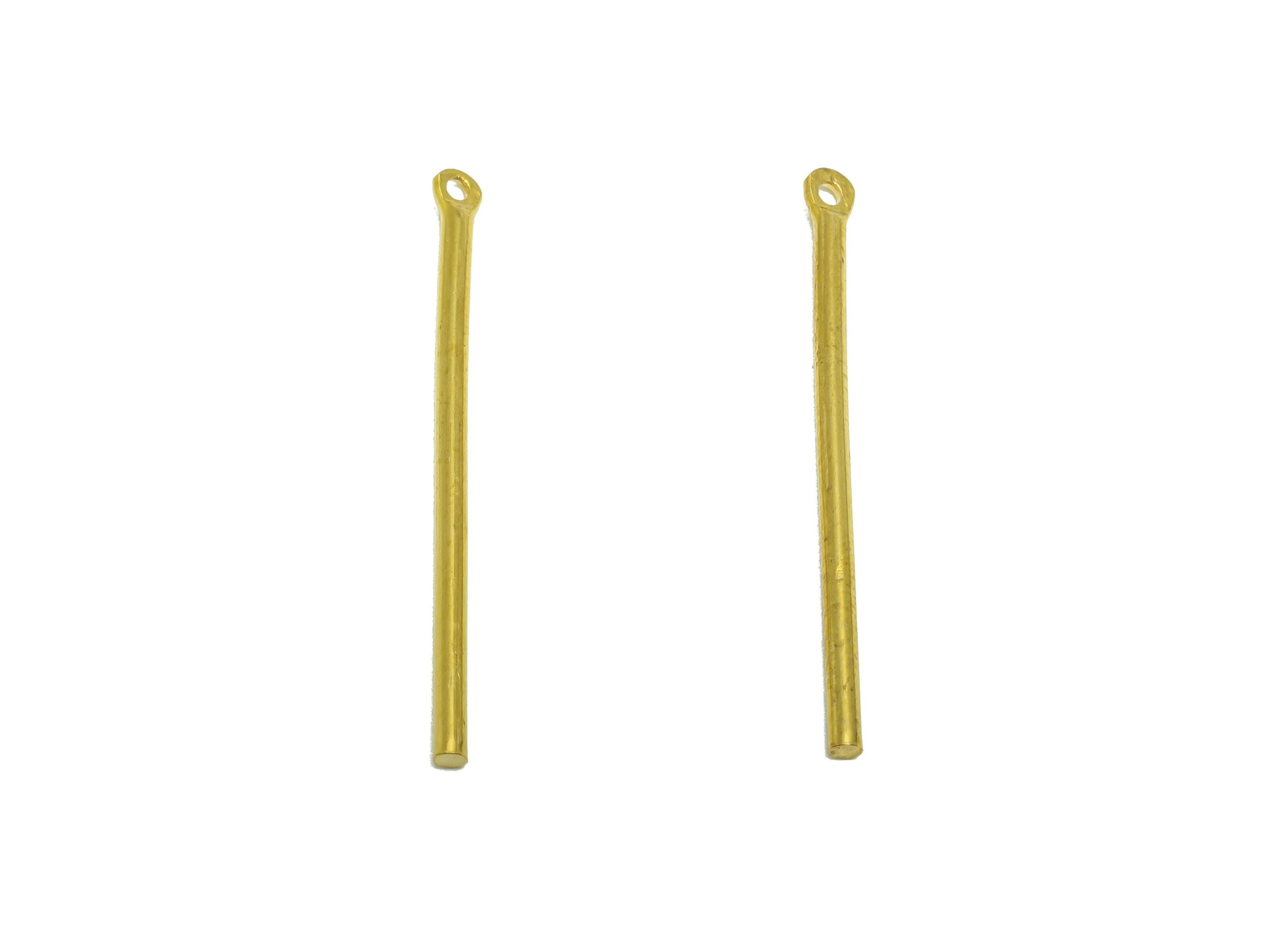 1.5*30mm Stick Earring Charm - Raw Brass Metal Rod with Loop End - Solid Brass Eye Pin - Eye Pin for Jewelry and Crafting - PP10914 - DOMEDBAZAAR