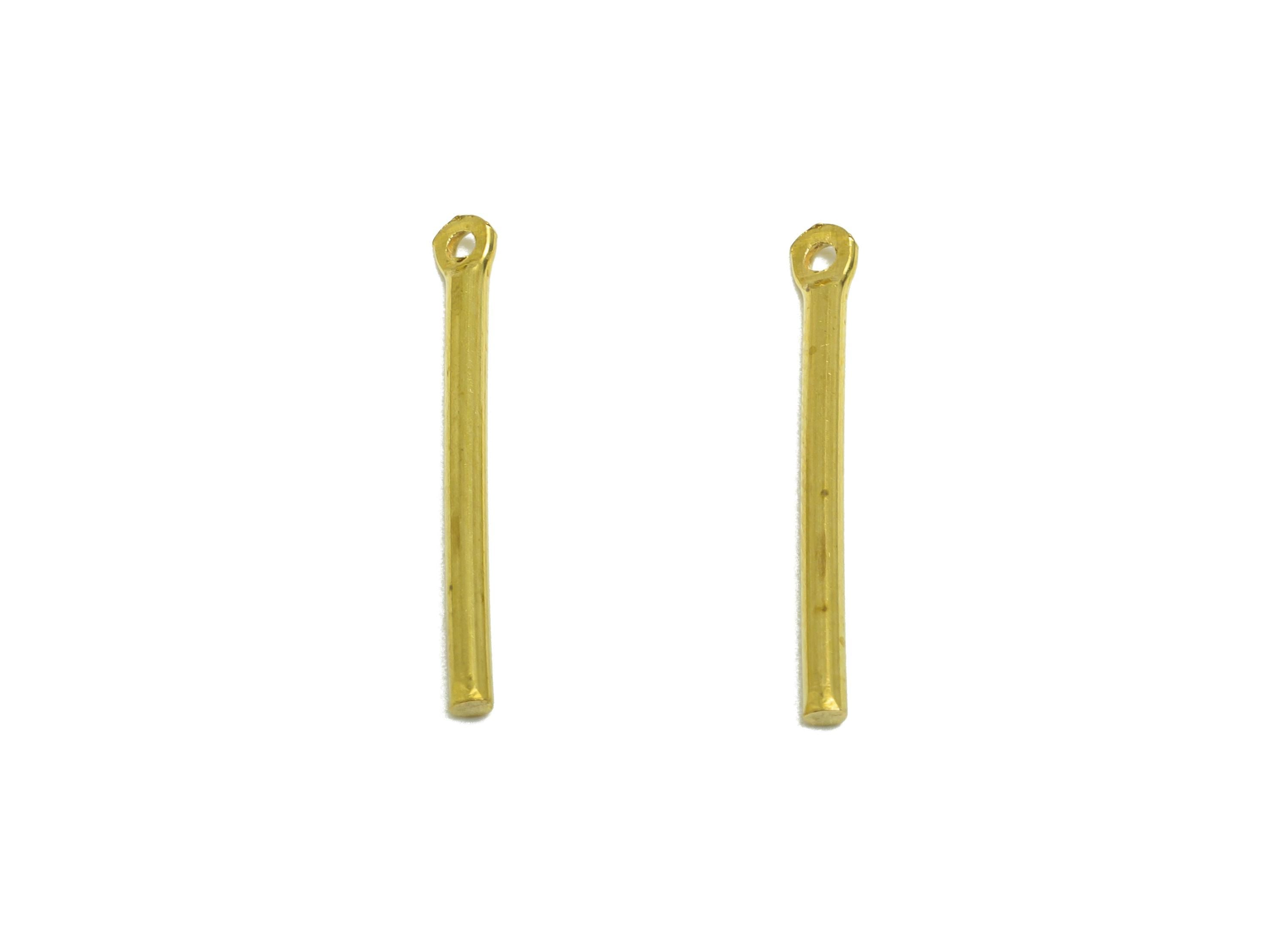 1.5*20mm Stick Earring Charm - Raw Brass Metal Rod with Loop End - Solid Brass Eye Pin - Eye Pin for Jewelry Making Component - PP10915 - DOMEDBAZAAR