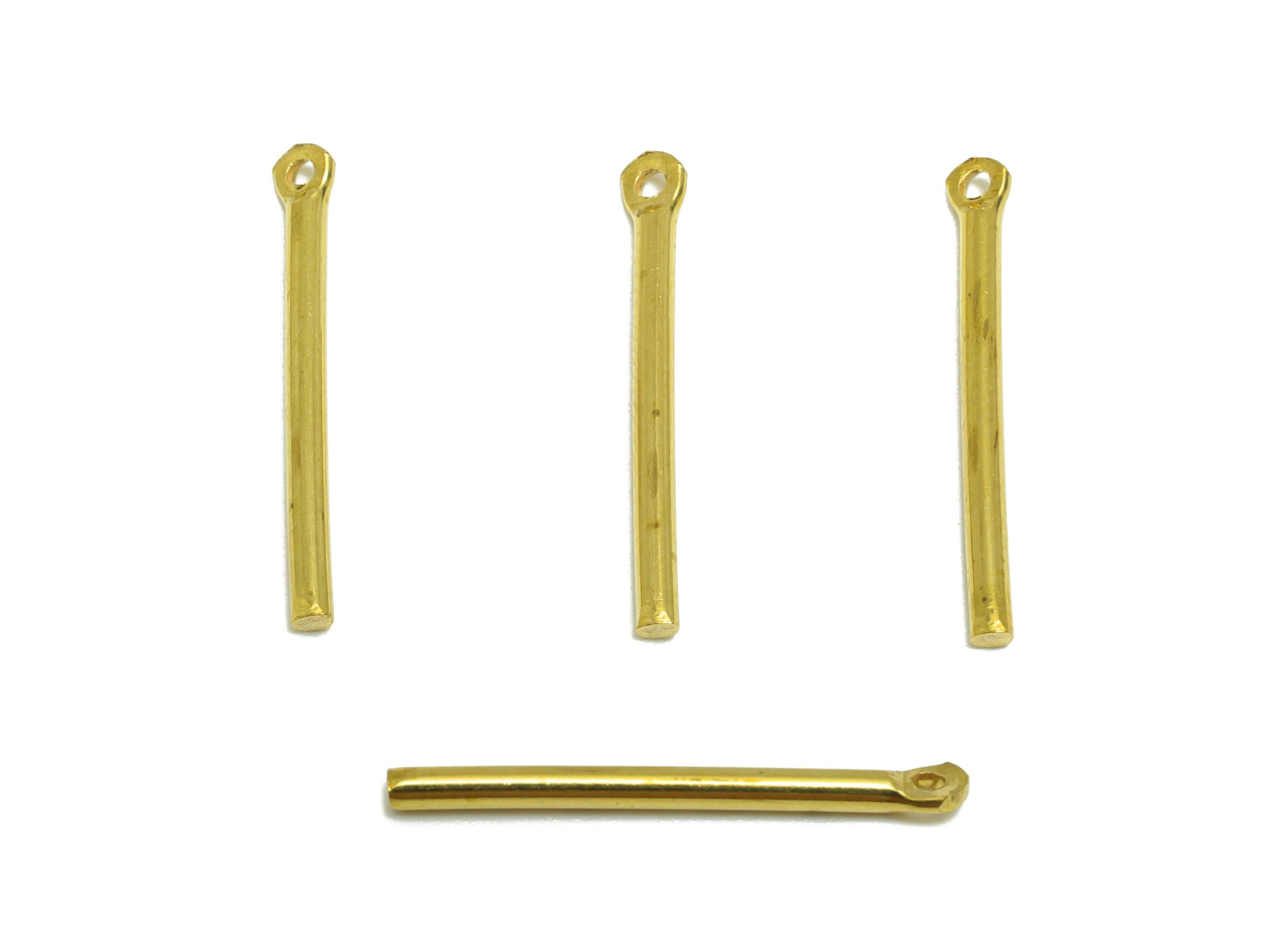 1.5*20mm Stick Earring Charm - Raw Brass Metal Rod with Loop End - Solid Brass Eye Pin - Eye Pin for Jewelry Making Component - PP10915 - DOMEDBAZAAR