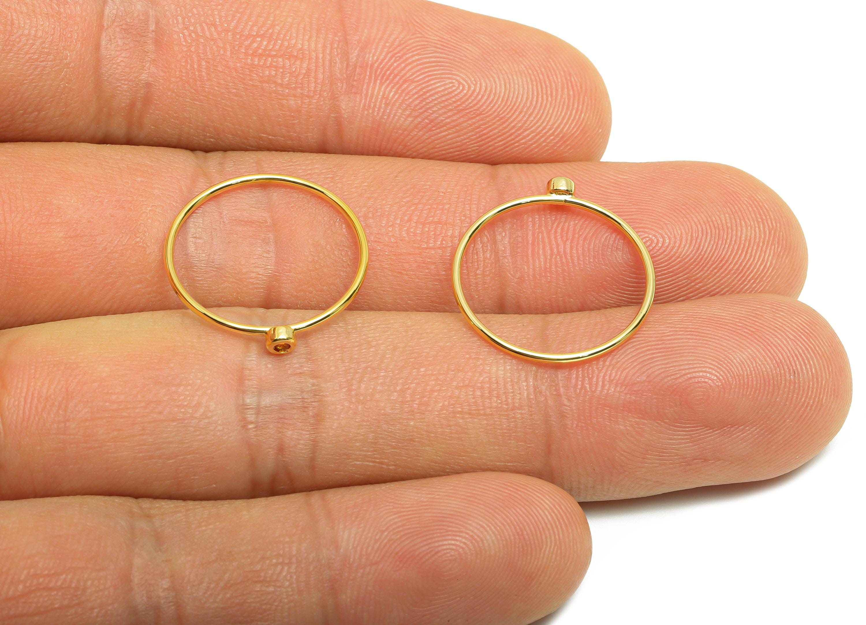 Brass Closed Zircon Ring - Gold Minimalist Thin Hoop Ring for Women - Pink Circle Ring - 18K Real Gold Plating - 19.2x17.8x2.8mm- RGP9102A - DOMEDBAZAAR