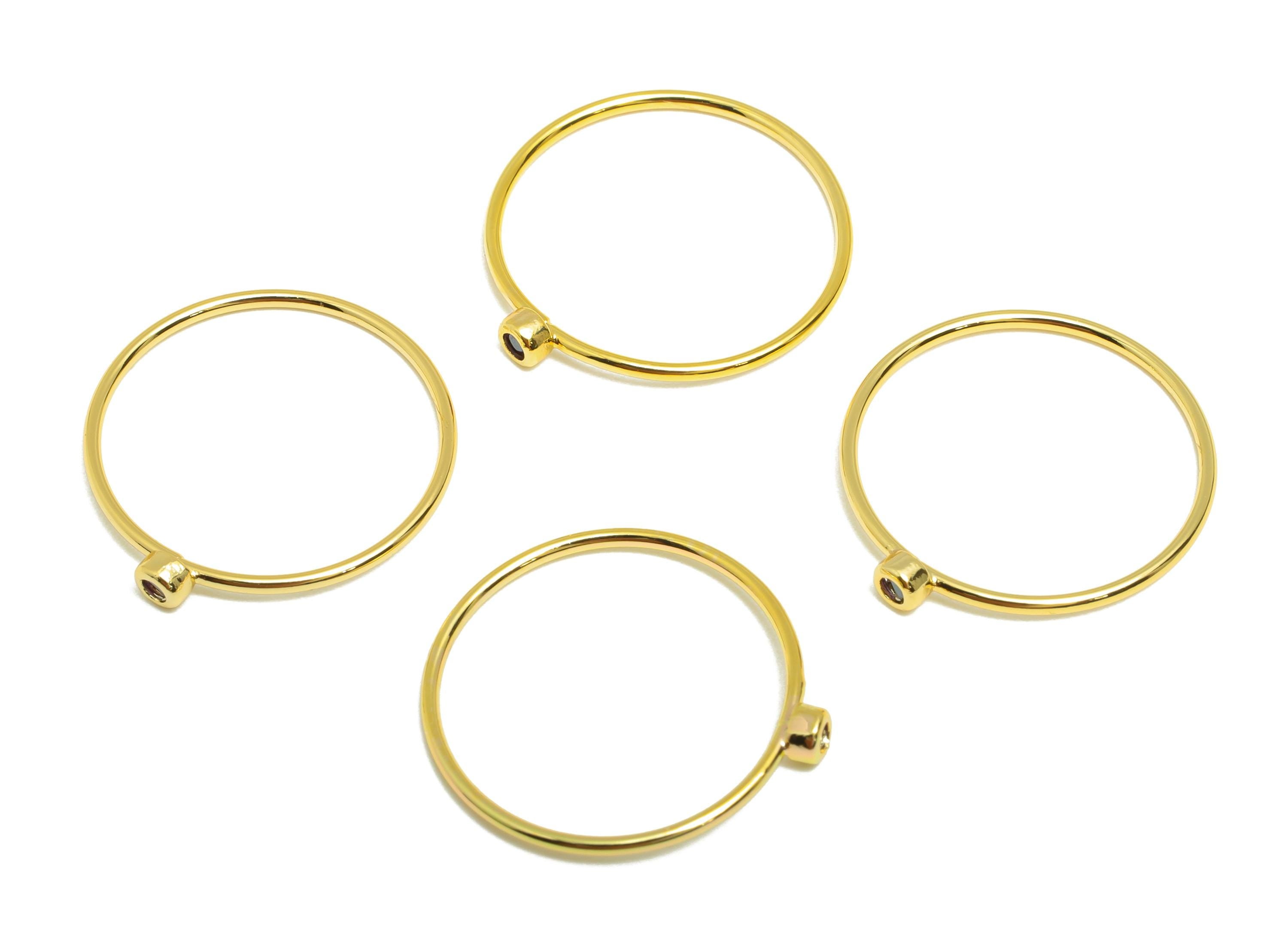 Brass Closed Zircon Ring - Gold Minimalist Thin Hoop Ring for Women - Purple Circle Ring - 18K Real Gold Plating - 19.3x17.8x2.7mm- RGP9102C - DOMEDBAZAAR