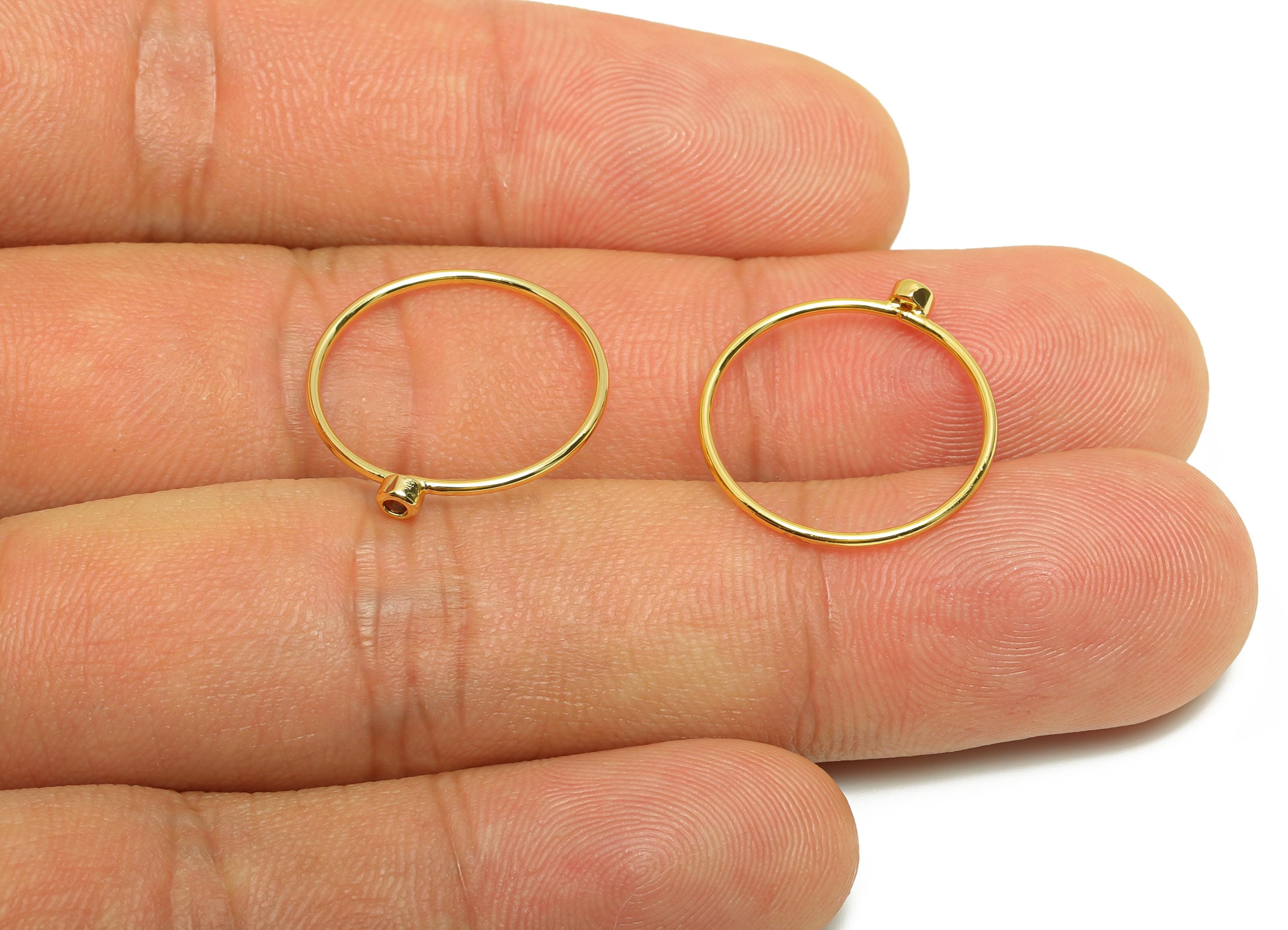 Brass Closed Zircon Ring - Gold Minimalist Hoop Ring for Women - Orange red Circle Ring - 18K Real Gold Plating -19.3x17.7mmx2.6mm- RGP9102E - DOMEDBAZAAR