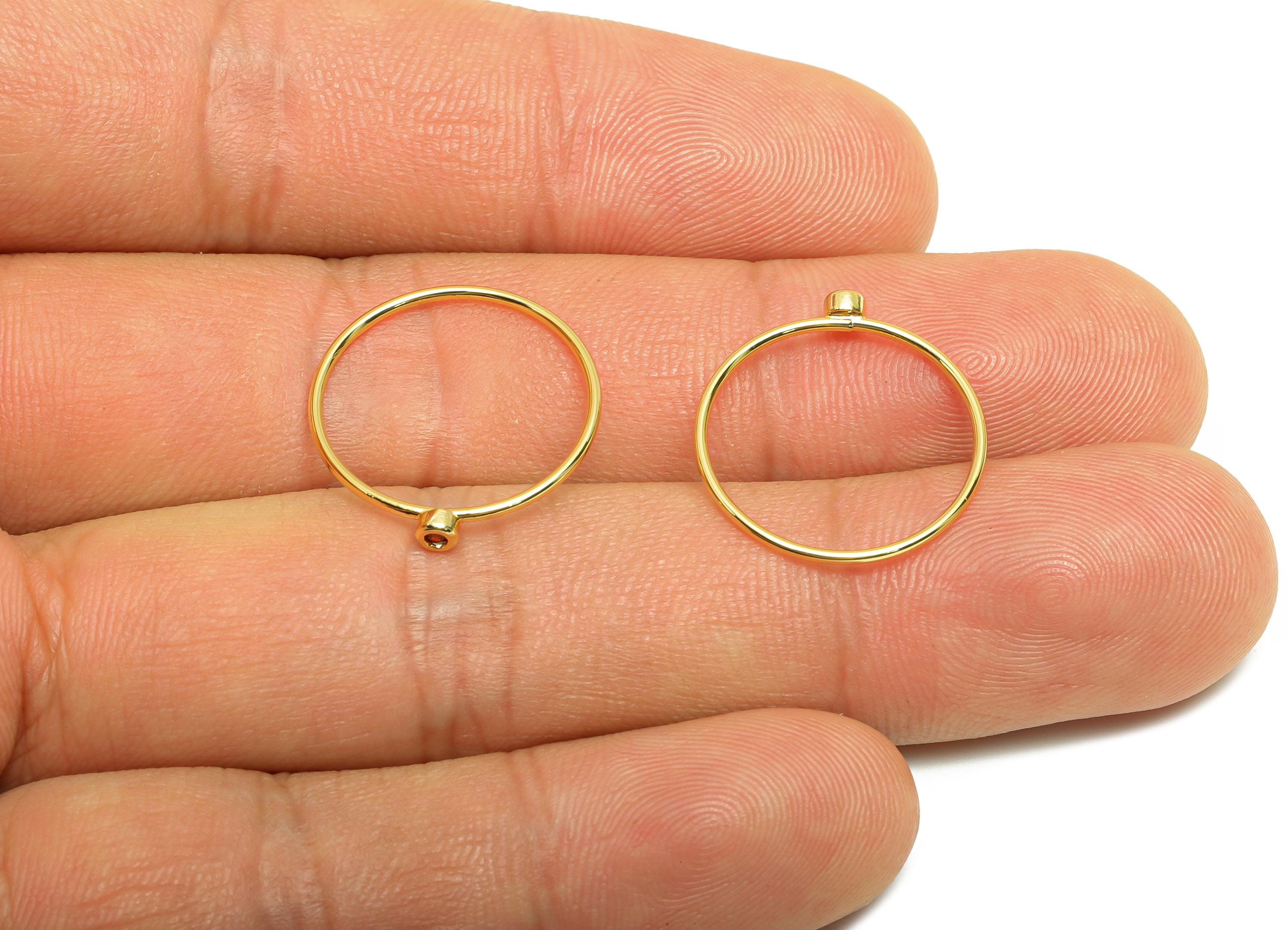 Brass Closed Zircon Ring - Gold Minimalist Hoop Ring for Women - Deep red Circle Ring - 18K Real Gold Plating - 19.3x17.7x2.6mm - RGP9102F - DOMEDBAZAAR