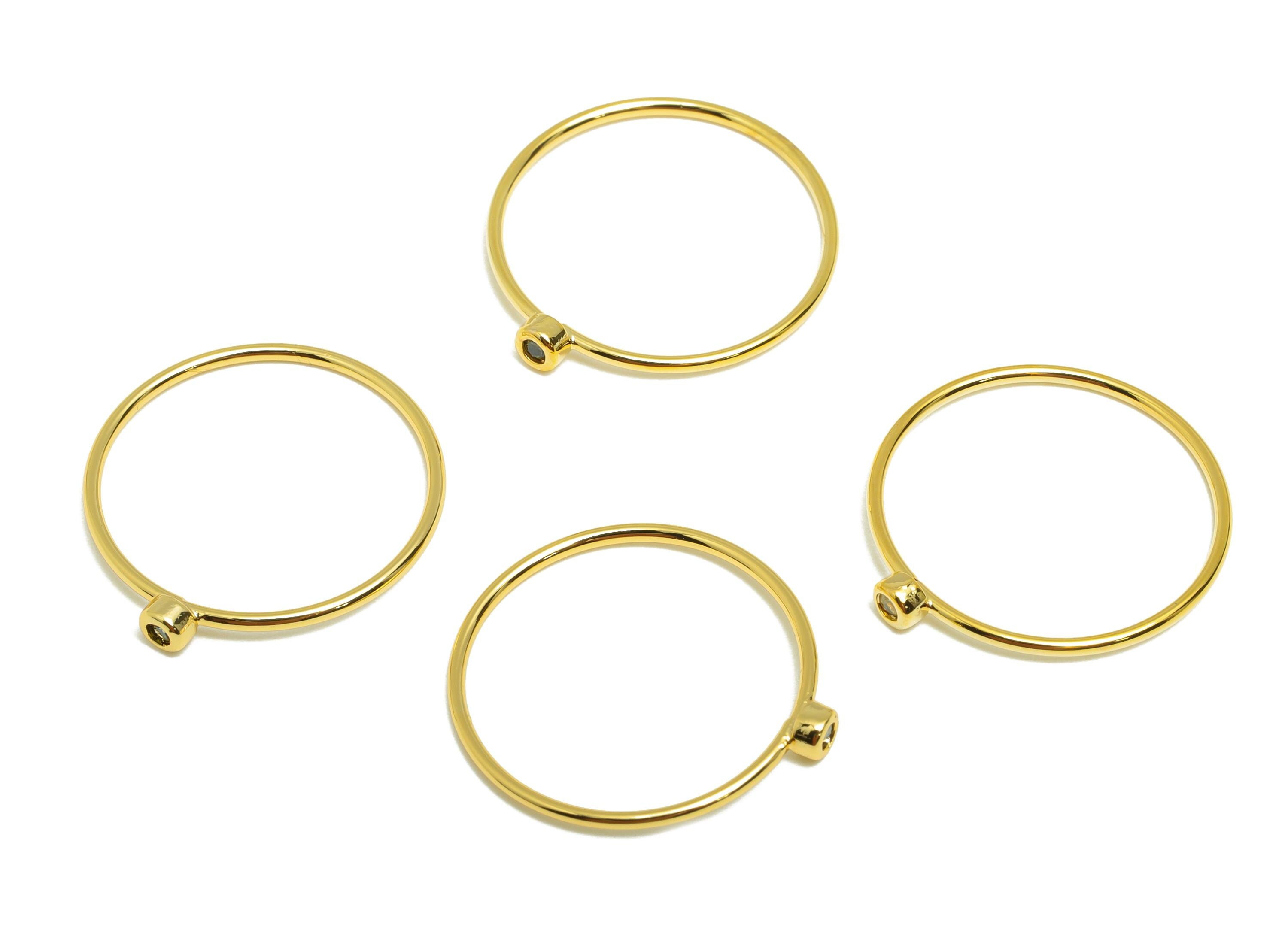 Brass Closed Zircon Ring - Gold Minimalist Hoop Ring for Women - Olive Closed Circle Ring - 18K Real Gold Plating -19.3x17.8x2.7mm- RGP9102G - DOMEDBAZAAR