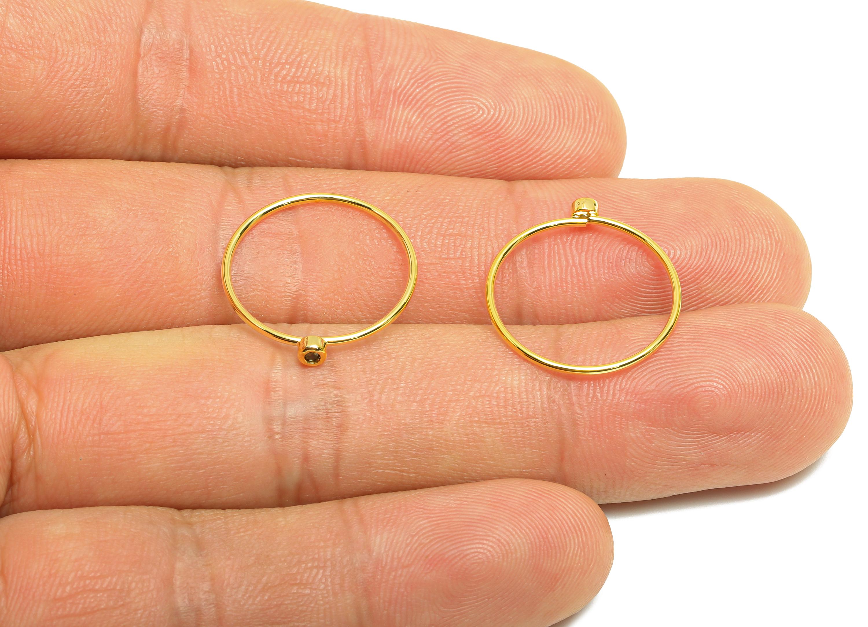 Brass Closed Zircon Ring - Gold Minimalist Hoop Ring for Women - Olive Closed Circle Ring - 18K Real Gold Plating -19.3x17.8x2.7mm- RGP9102G - DOMEDBAZAAR