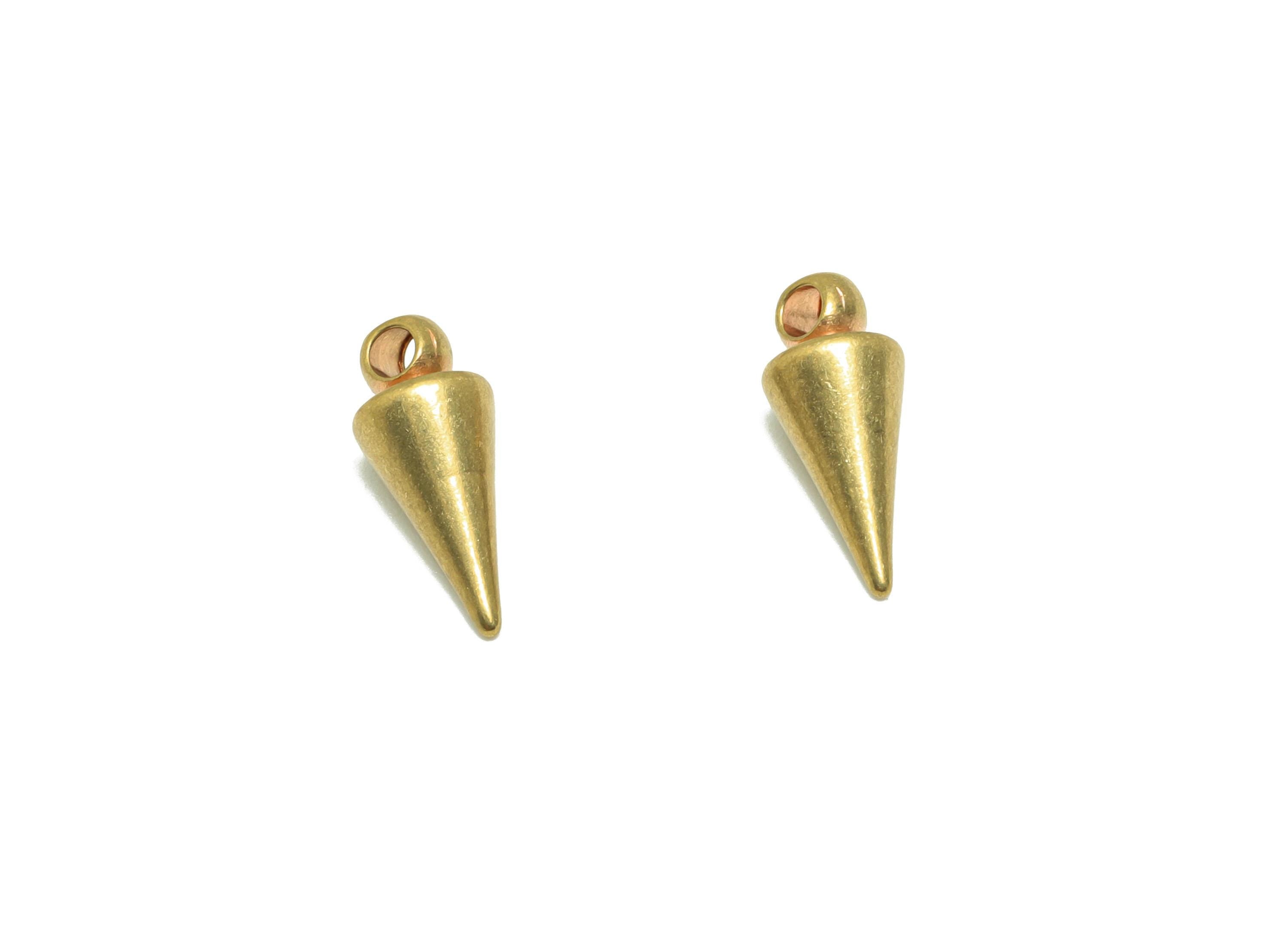 Brass Cone Earring Charm - Raw Brass Tapered Gold Earring Charm - Brass Pendant with Loop - Crafting Metal Charm - 11x4.5x4.5mm - PP10852 - DOMEDBAZAAR