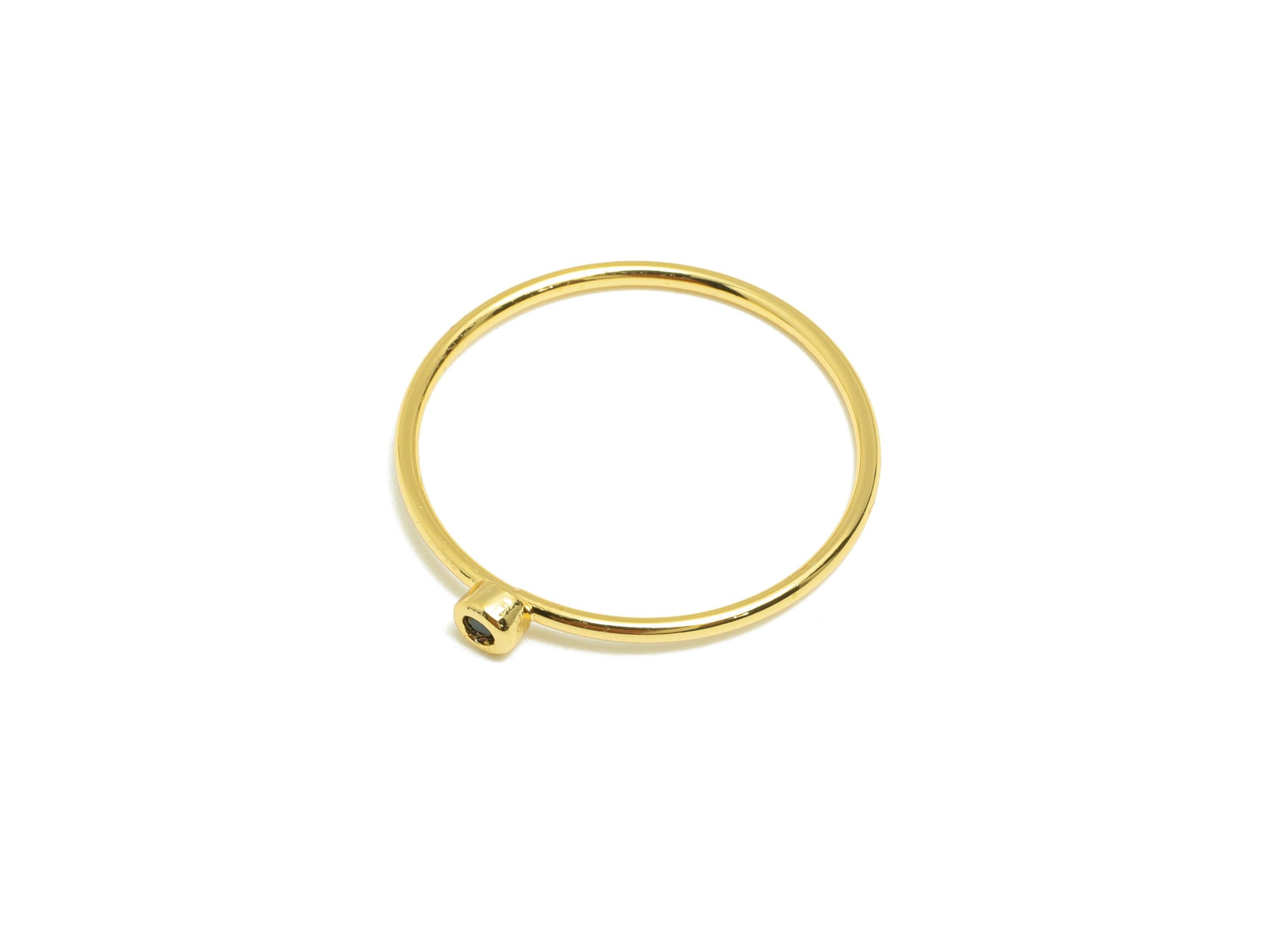 Brass Closed Zircon Ring - Gold Minimalist Hoop Ring for Women - Black Closed Circle Ring - 18K Real Gold Plating -19.3x17.6x2.7mm -RGP9102K - DOMEDBAZAAR