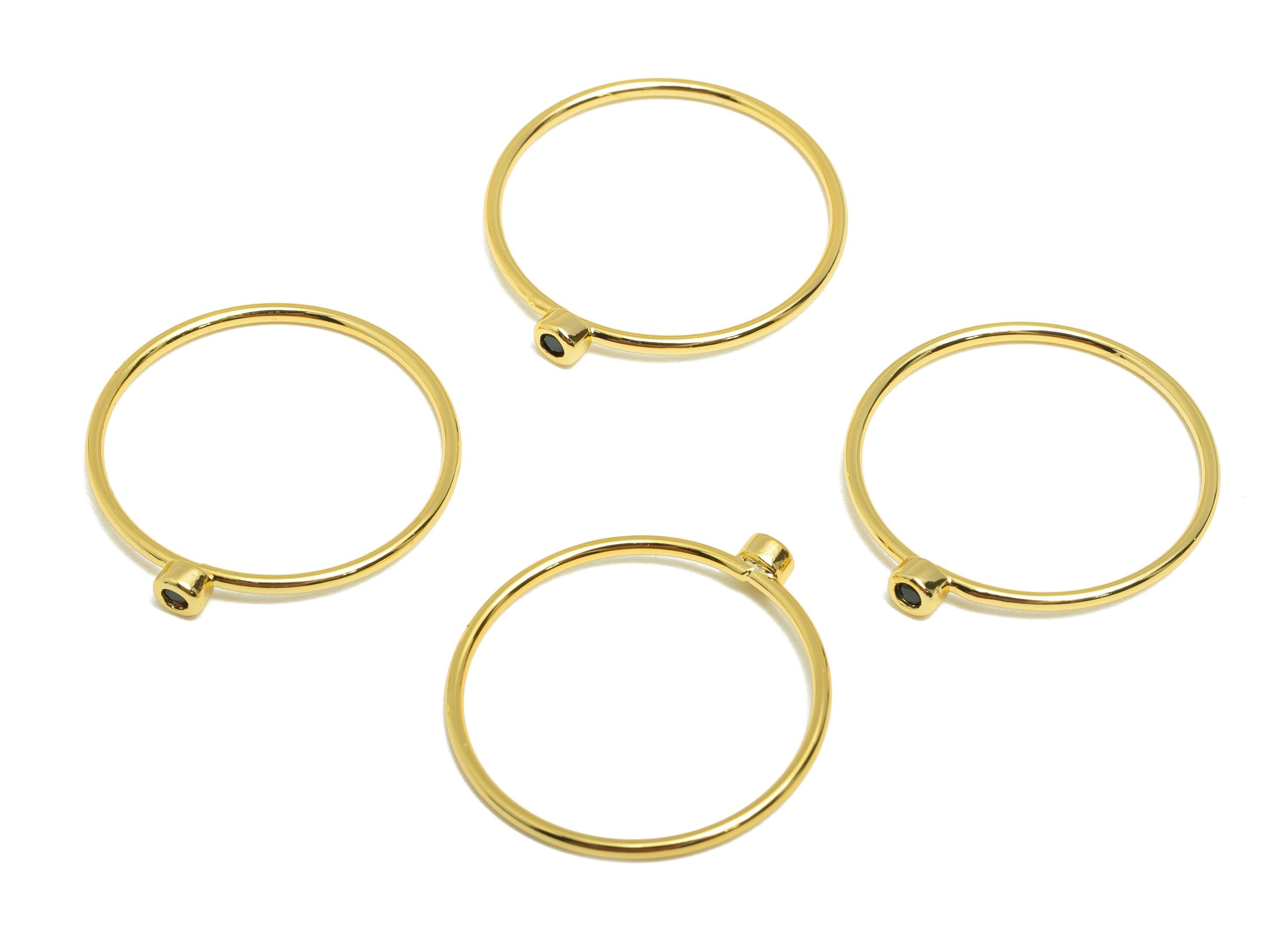 Brass Closed Zircon Ring - Gold Minimalist Hoop Ring for Women - Black Closed Circle Ring - 18K Real Gold Plating -19.3x17.6x2.7mm -RGP9102K - DOMEDBAZAAR