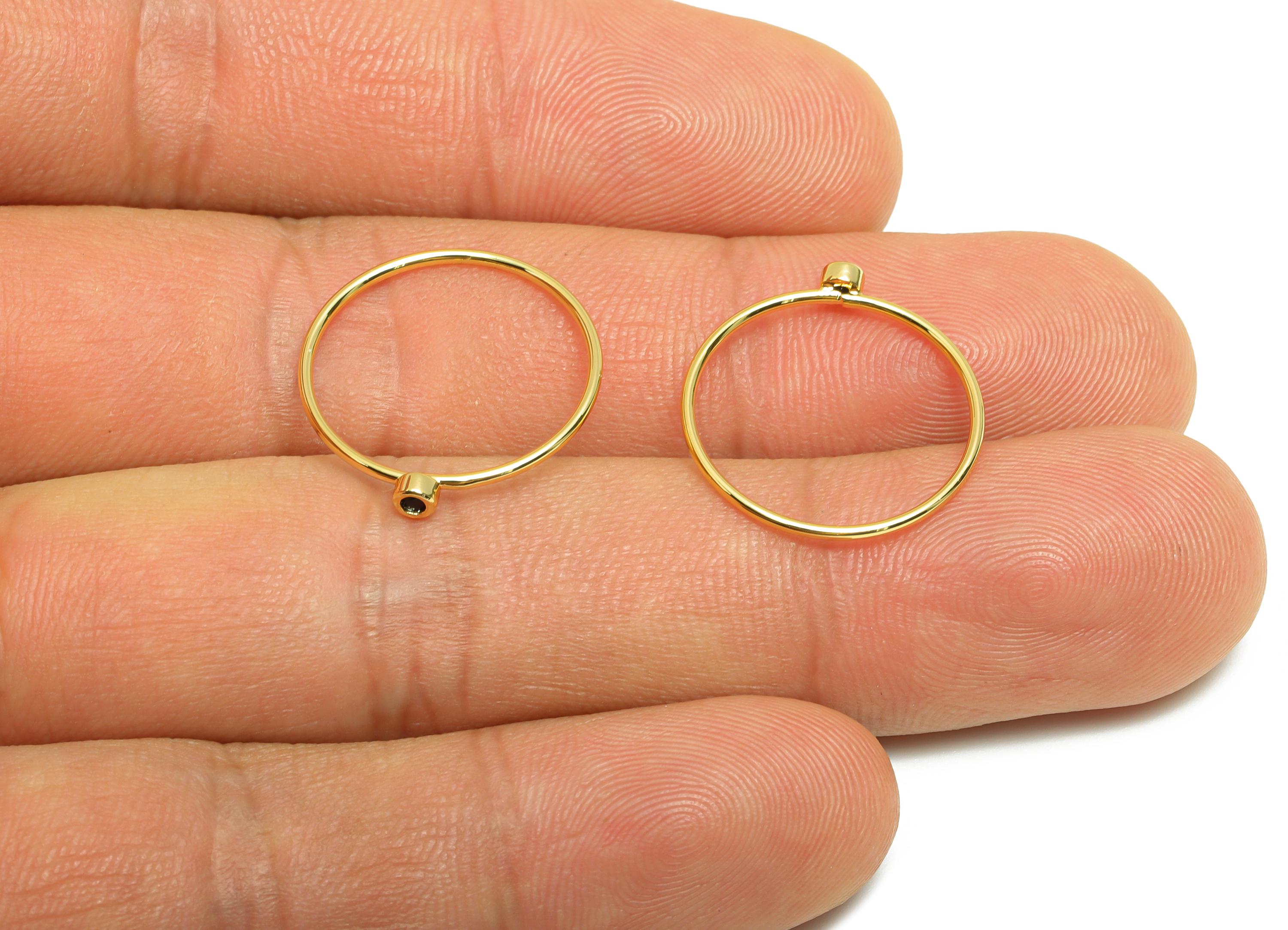 Brass Closed Zircon Ring - Gold Minimalist Hoop Ring for Women - Black Closed Circle Ring - 18K Real Gold Plating -19.3x17.6x2.7mm -RGP9102K - DOMEDBAZAAR