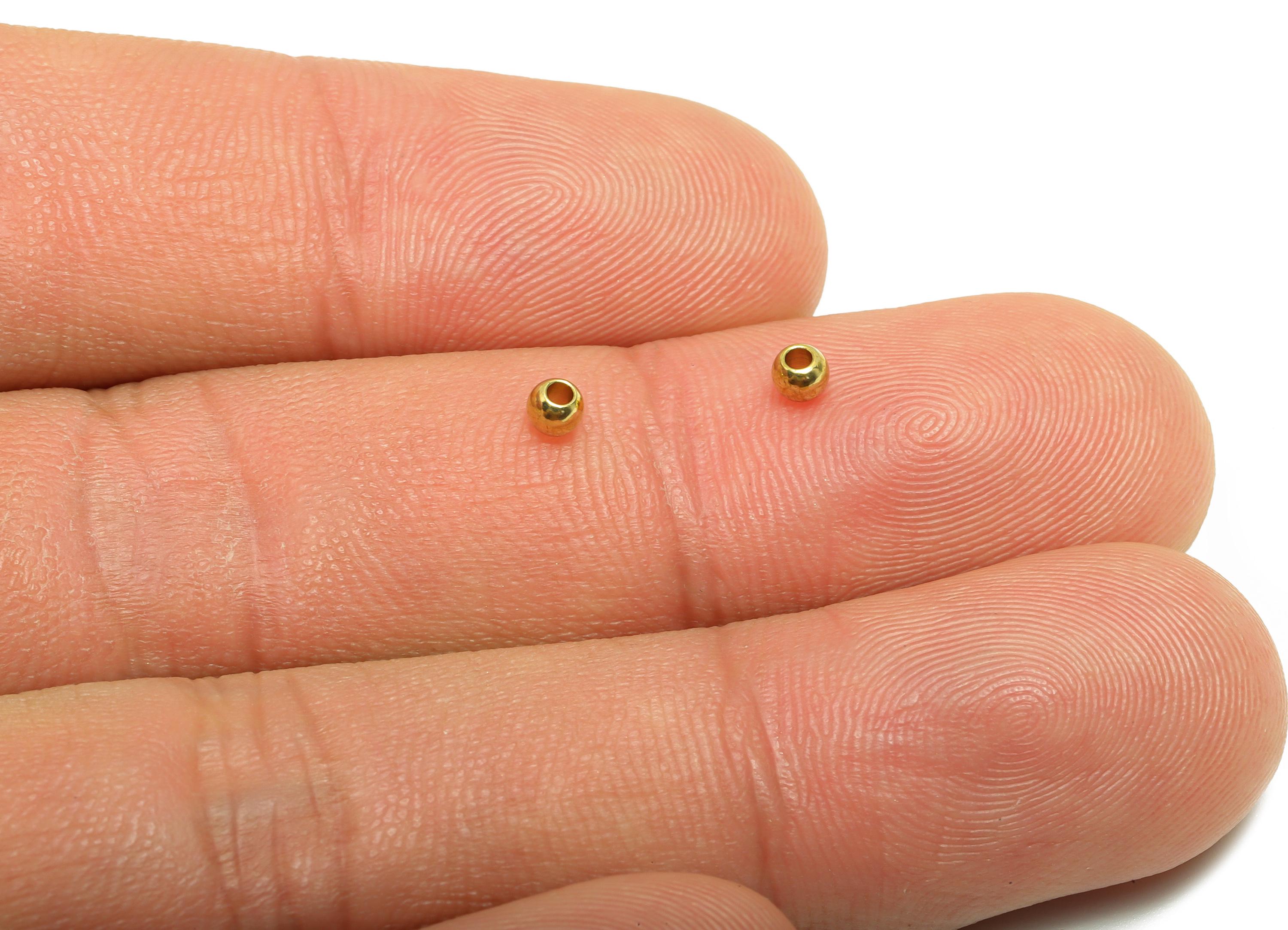 Brass Spacer Bead - Raw Brass Accent Beads for Jewelry Making - Brass Smooth Round Bead - Polished Brass Ball Bead - 2.87x2.38x2mm - PP10906 - DOMEDBAZAAR