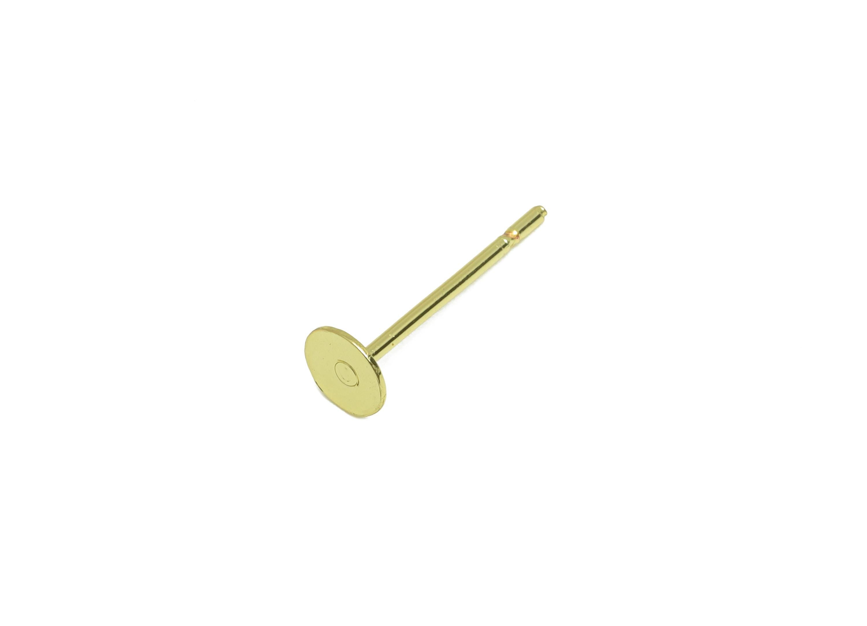 4mm Brass Earring Stud Base - Brass Jewelry Craft Base For Pearl - Customizable Finding - 18K Real Gold Plated - Crafting Base - RGP9272 - DOMEDBAZAAR