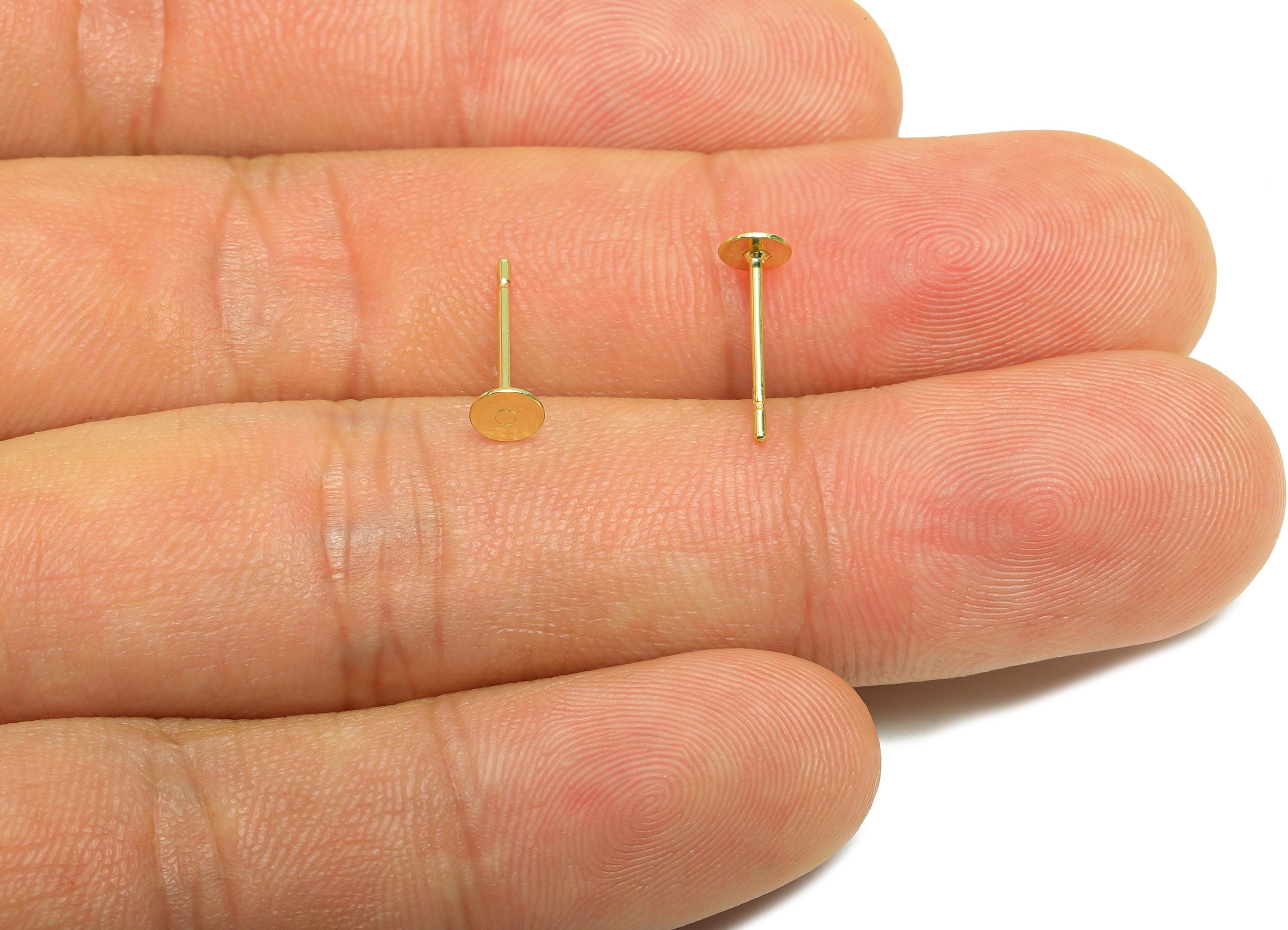 4mm Brass Earring Stud Base - Brass Jewelry Craft Base For Pearl - Customizable Finding - 18K Real Gold Plated - Crafting Base - RGP9272 - DOMEDBAZAAR