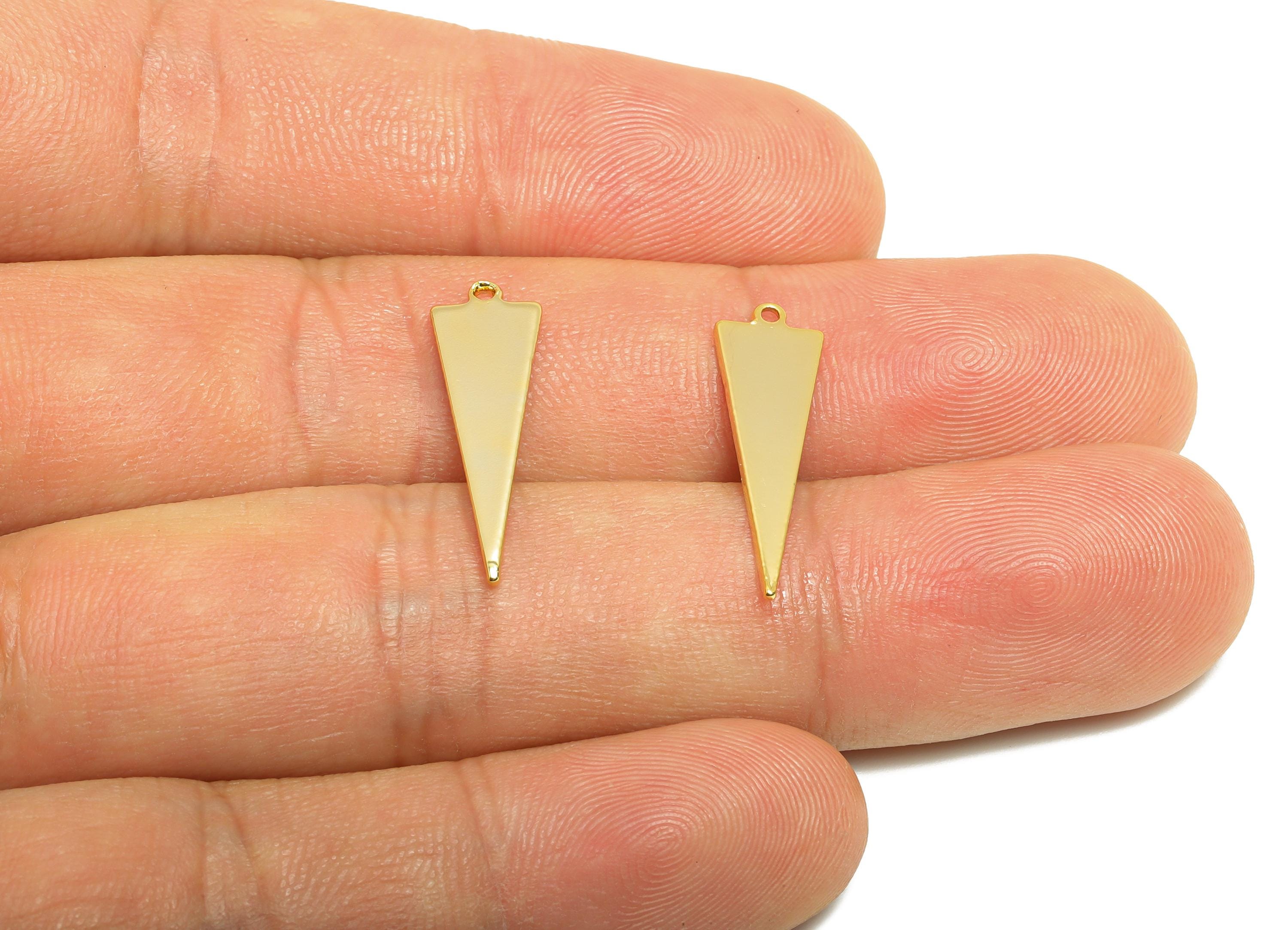 Brass Triangle Earring Charm - Gold Minimalist Earring Charm - Geometry Polished Pendant - 18K Real Gold Plated - 23x6x0.9mm - RGP9279 - DOMEDBAZAAR