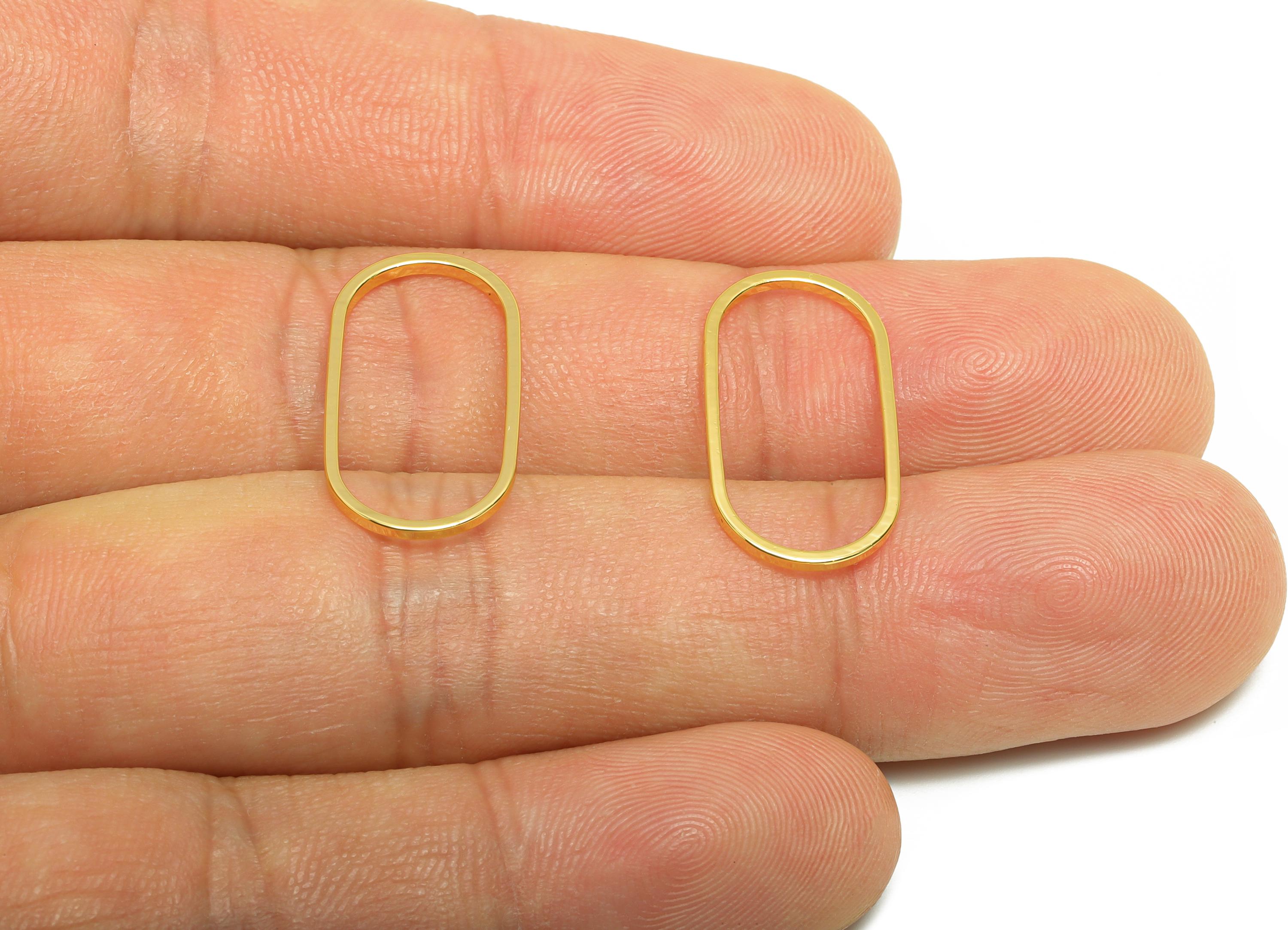 11*22mm Gold Oval Connector - Geometric Link - Brass Geometry Minimalist Charm - Jewelry Making - 18K Real Gold Plated - RGP9281-11*22 - DOMEDBAZAAR