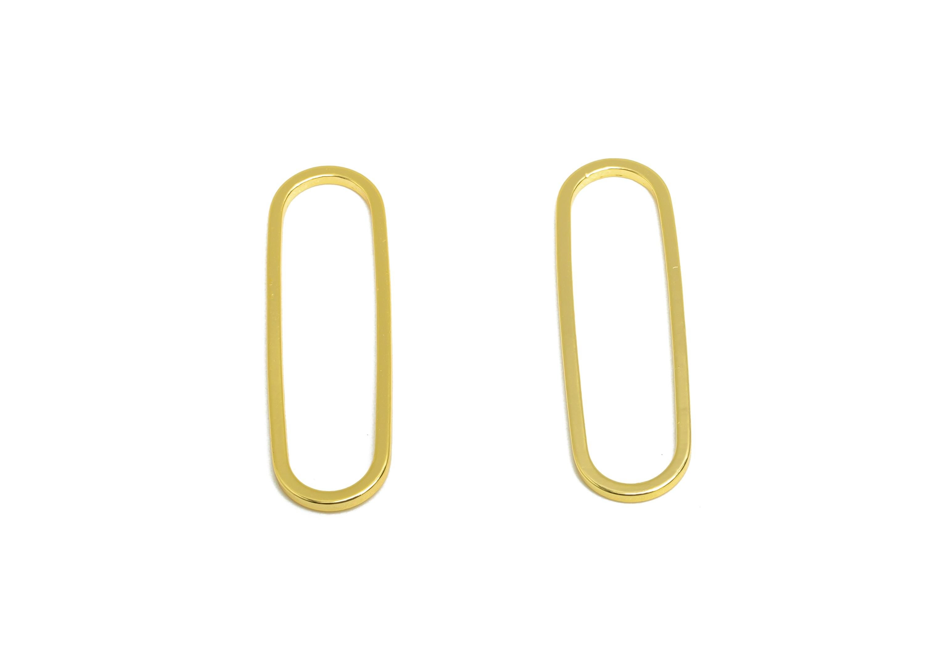 7*25mm Gold Oval Connector - Geometric Link - Brass Geometry Minimalist Charm - Jewelry Making - 18K Real Gold Plated - RGP9281-7*25 - DOMEDBAZAAR