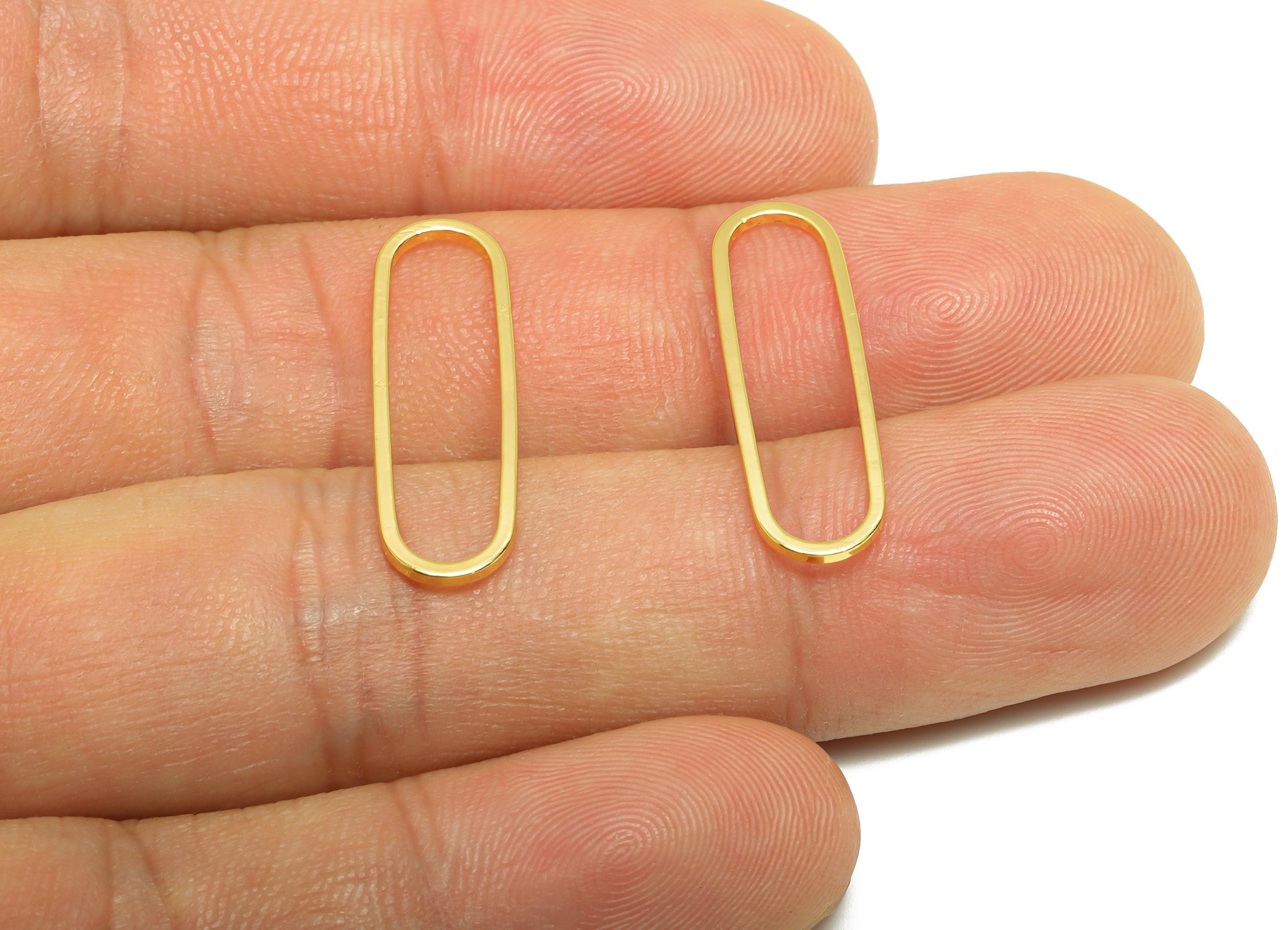 7*25mm Gold Oval Connector - Geometric Link - Brass Geometry Minimalist Charm - Jewelry Making - 18K Real Gold Plated - RGP9281-7*25 - DOMEDBAZAAR