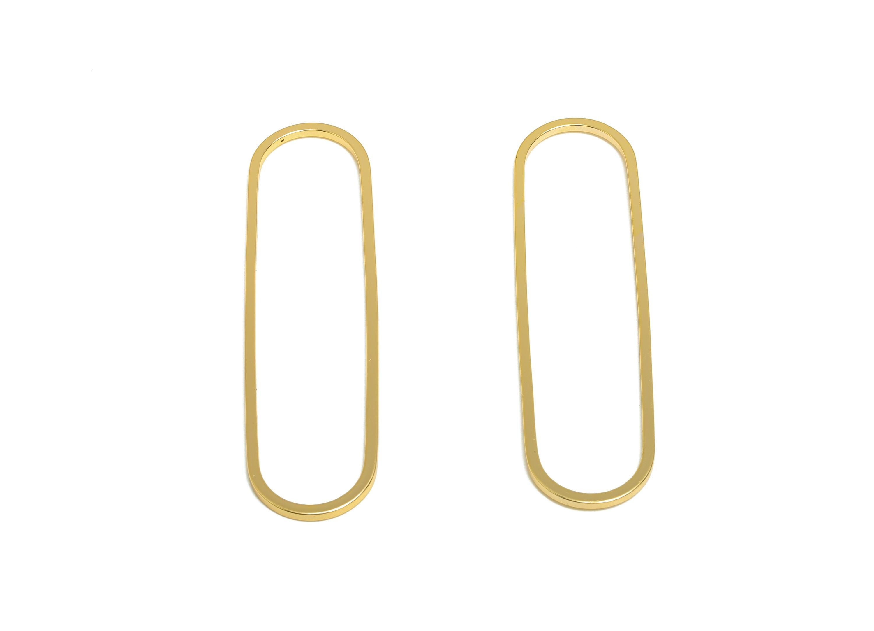 13*50mm Gold Oval Connector - Geometric Link - Brass Geometry Minimalist Charm - Jewelry Making - 18K Real Gold Plated - RGP9281-13*50 - DOMEDBAZAAR