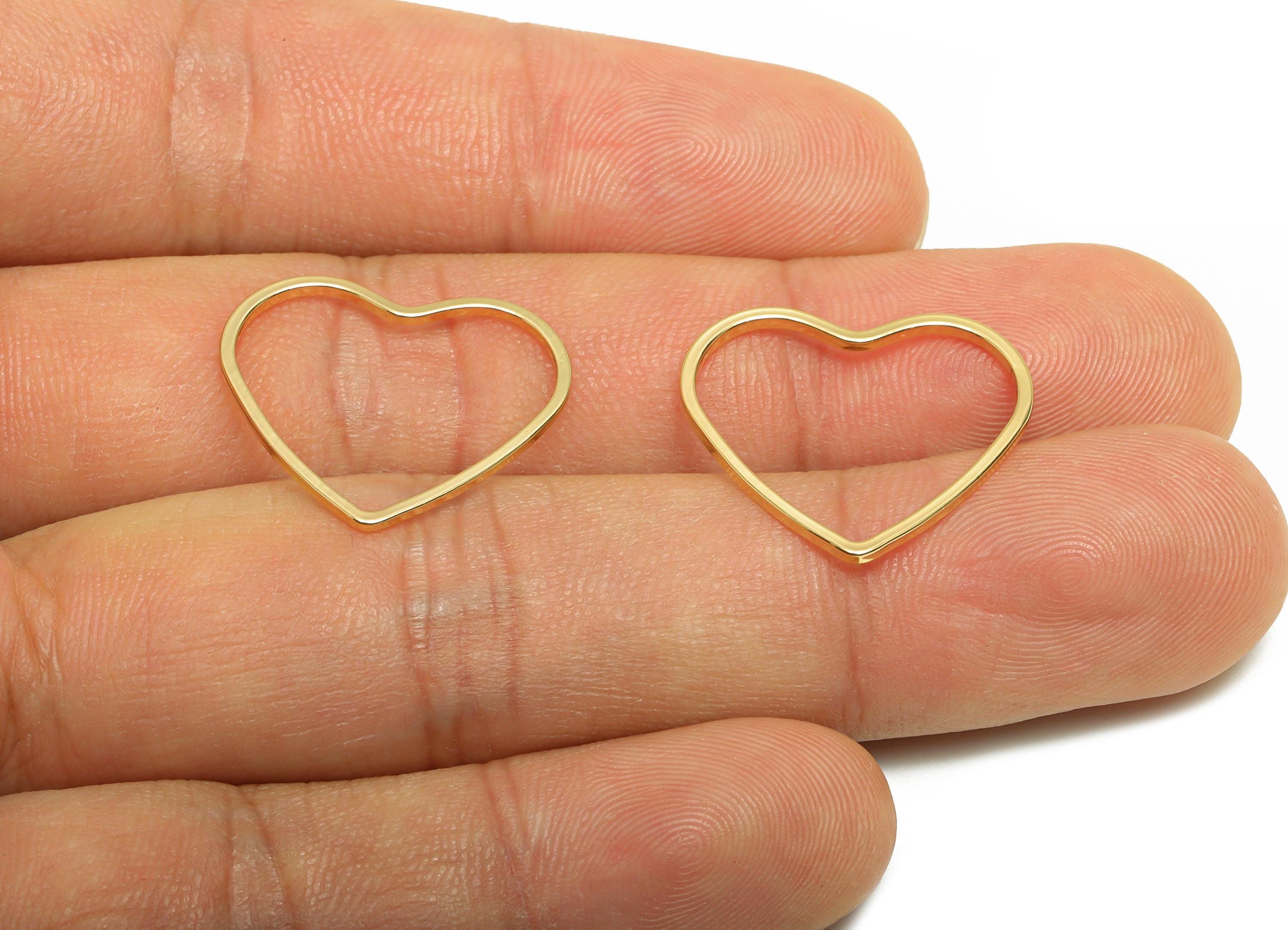 9*21mm Gold Heart Connector - Romantic Jewelry - Brass Geometry Charm - Minimalist Jewelry - DIY Jewelry - 18K Real Gold Plated - RGP9286 - DOMEDBAZAAR