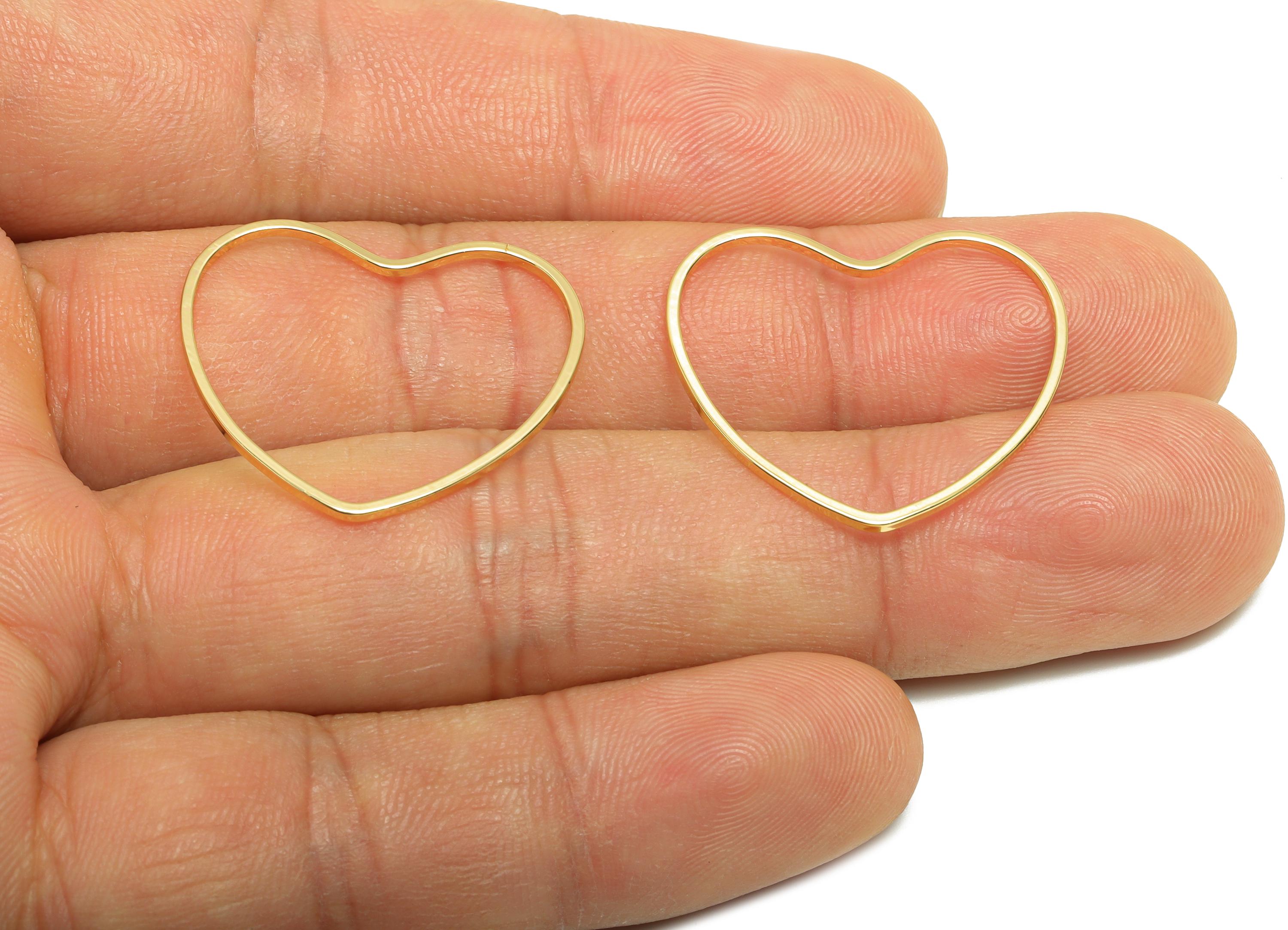 23*26mm Gold Heart Connector - Romantic Jewelry - Brass Geometry Charm - Minimalist Jewelry - DIY Jewelry - 18K Real Gold Plated - RGP9292 - DOMEDBAZAAR
