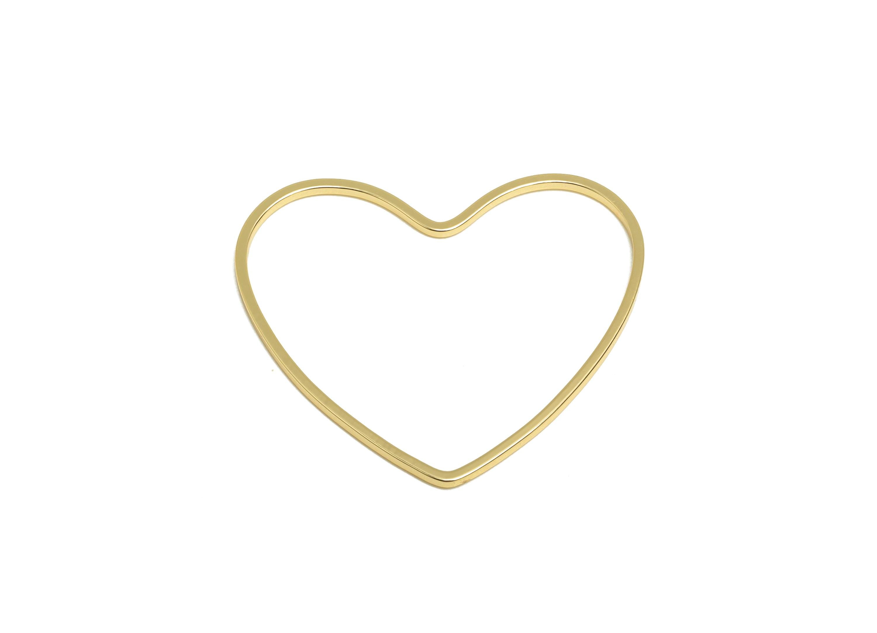 28*32mm Gold Heart Connector - Romantic Jewelry - Brass Geometry Charm - Minimalist Jewelry - DIY Jewelry - 18K Real Gold Plated - RGP9293 - DOMEDBAZAAR