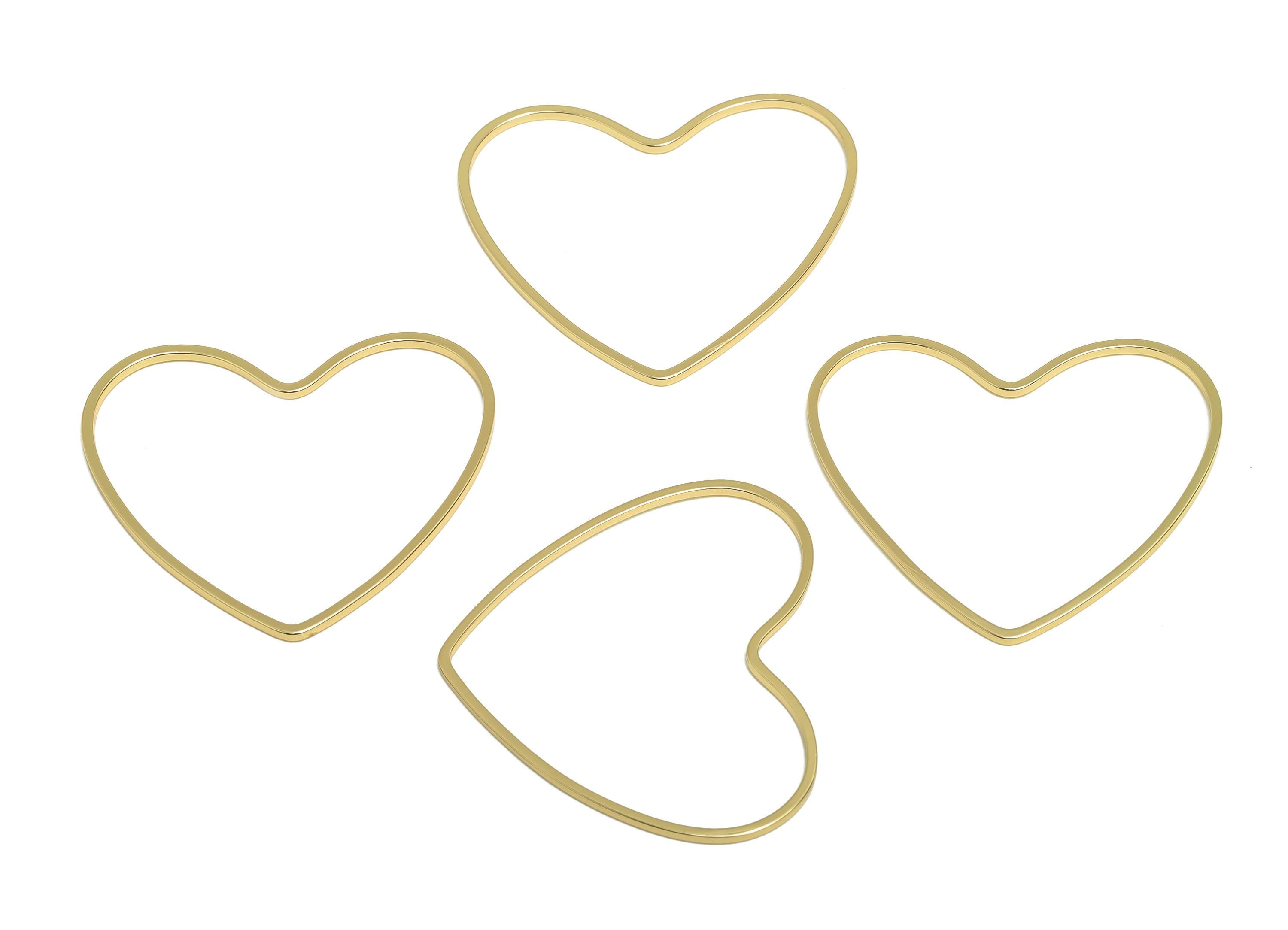 28*32mm Gold Heart Connector - Romantic Jewelry - Brass Geometry Charm - Minimalist Jewelry - DIY Jewelry - 18K Real Gold Plated - RGP9293 - DOMEDBAZAAR