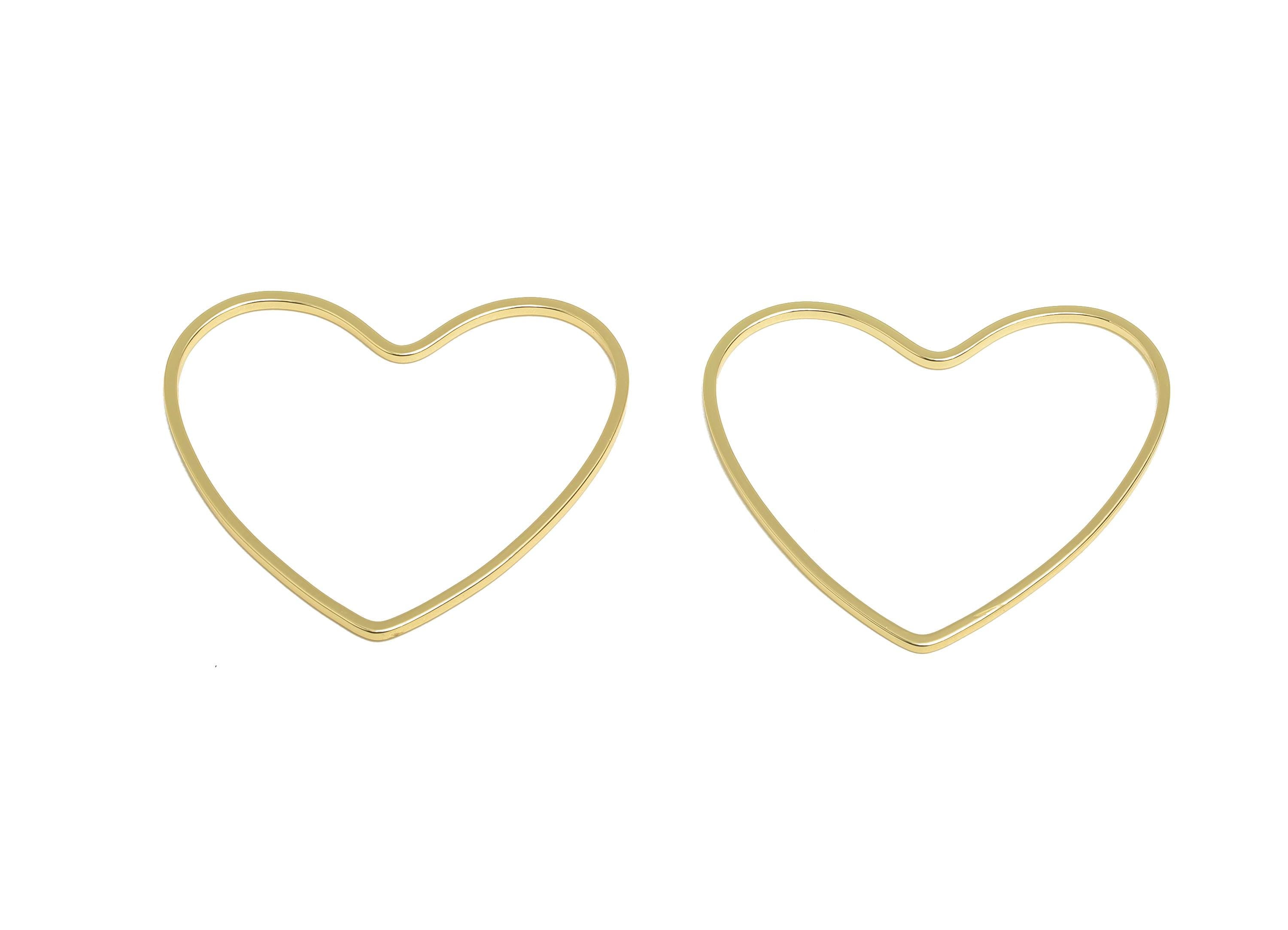 28*32mm Gold Heart Connector - Romantic Jewelry - Brass Geometry Charm - Minimalist Jewelry - DIY Jewelry - 18K Real Gold Plated - RGP9293 - DOMEDBAZAAR