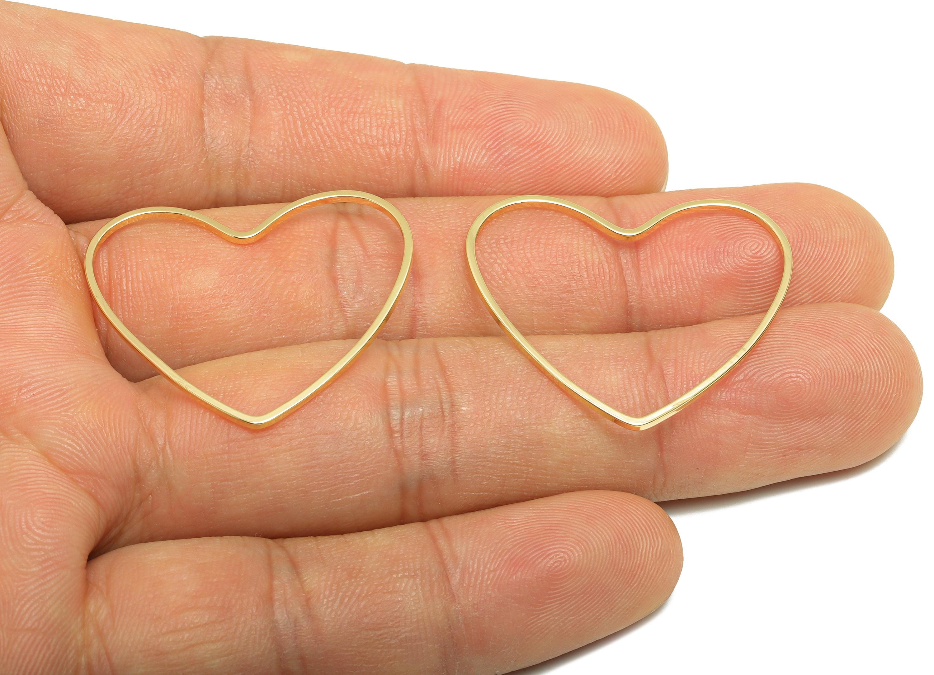 28*32mm Gold Heart Connector - Romantic Jewelry - Brass Geometry Charm - Minimalist Jewelry - DIY Jewelry - 18K Real Gold Plated - RGP9293 - DOMEDBAZAAR
