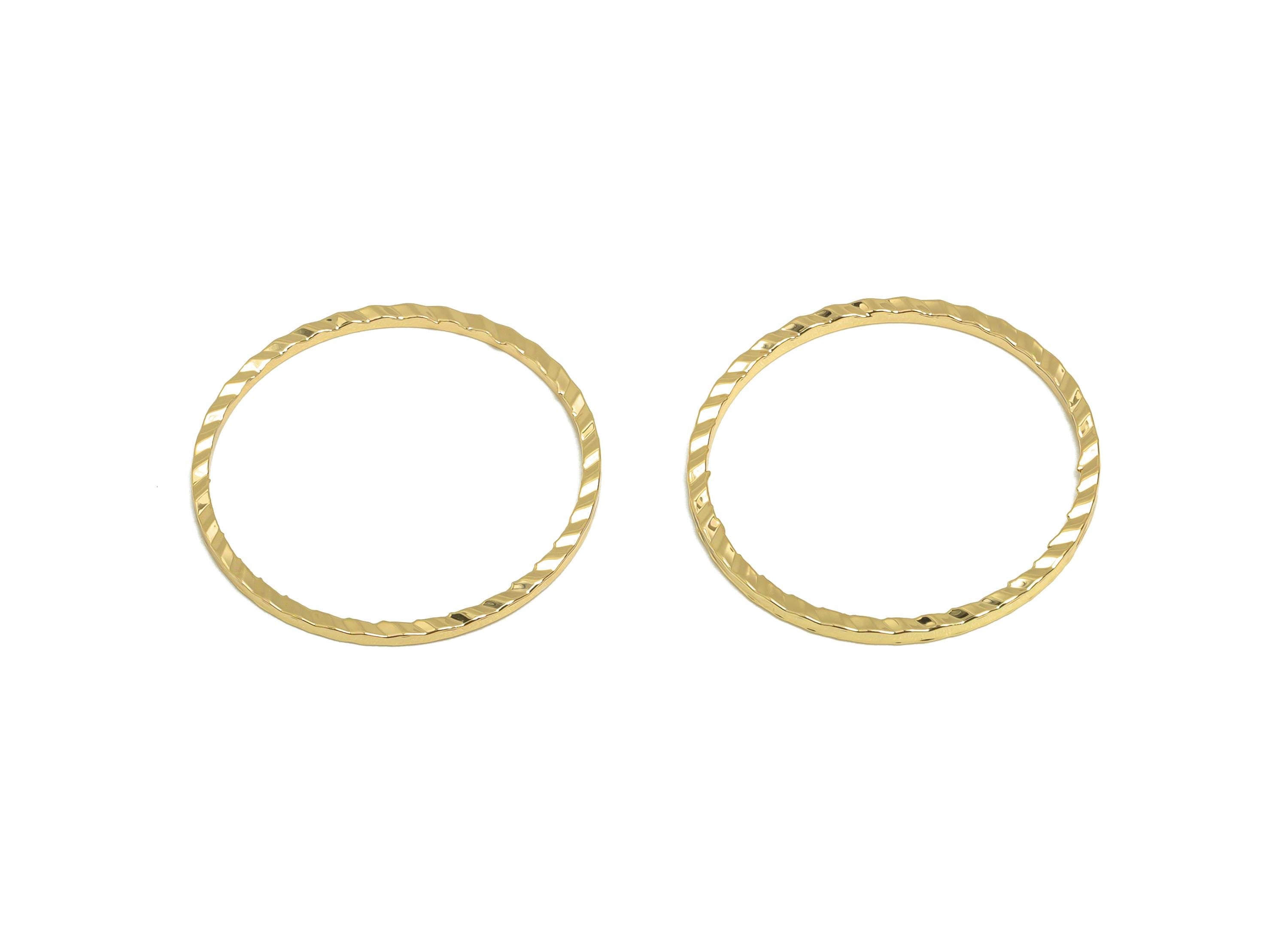 20mm Gold Round Connector - Textured Circle Jewelry - Brass Geometry Minimalist Jewelry - DIY Jewelry - 18K Real Gold Plated - RGP9289-20 - DOMEDBAZAAR